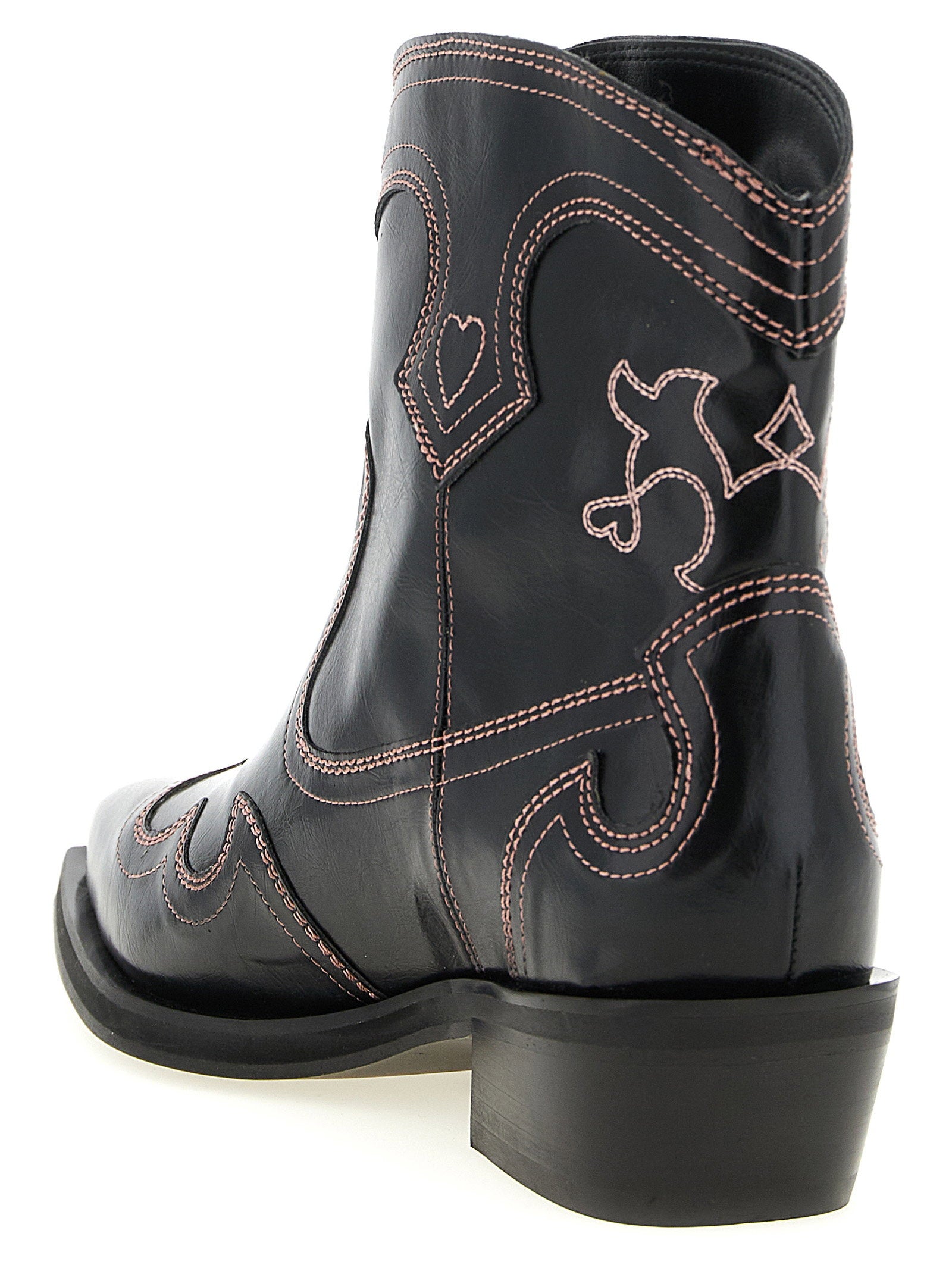 Ganni Low Shaft Embroidered Western Ankle Boots - view 3
