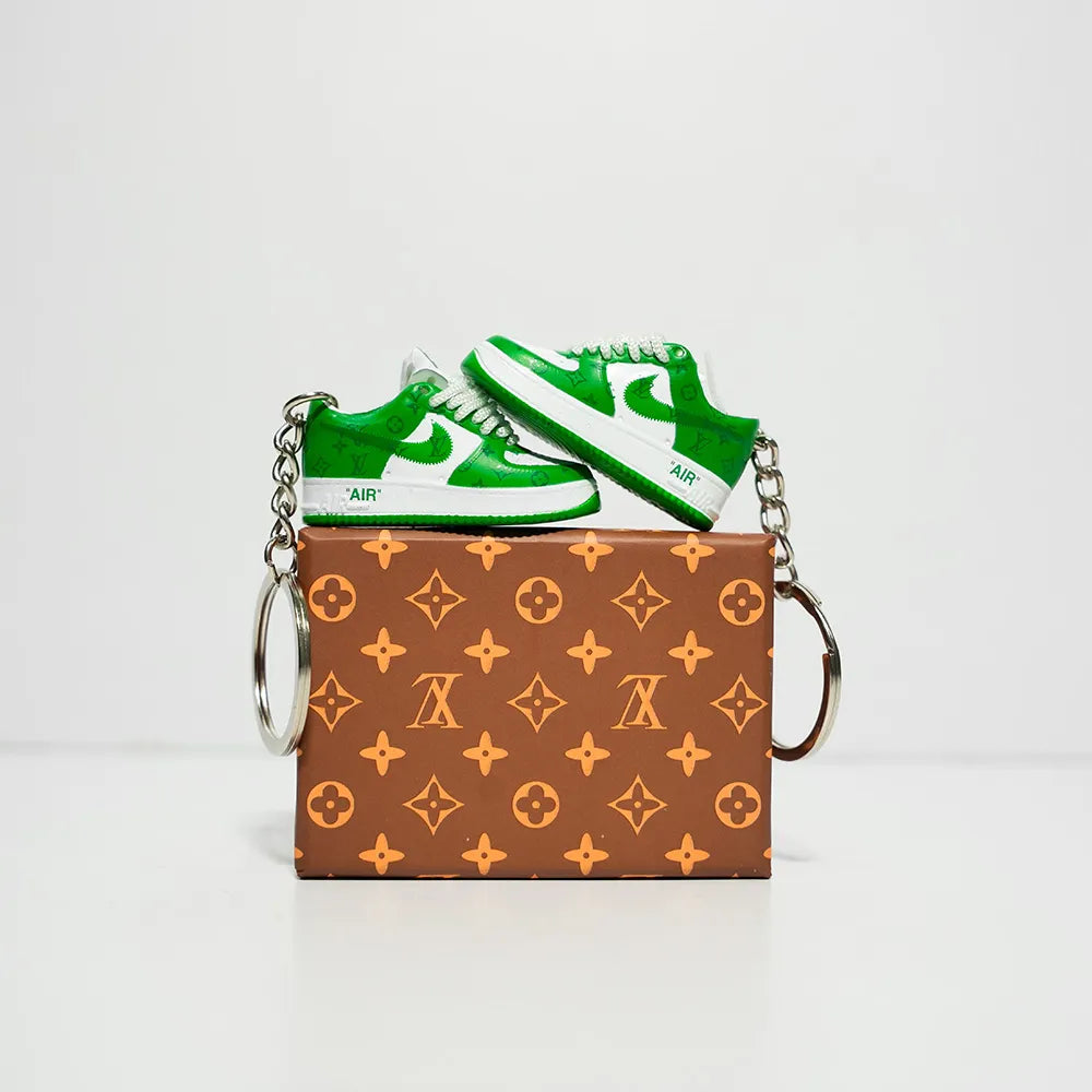 Kicks Machine 3D Sneaker Keychain With Box - LV Air Force 1 AF1 Green