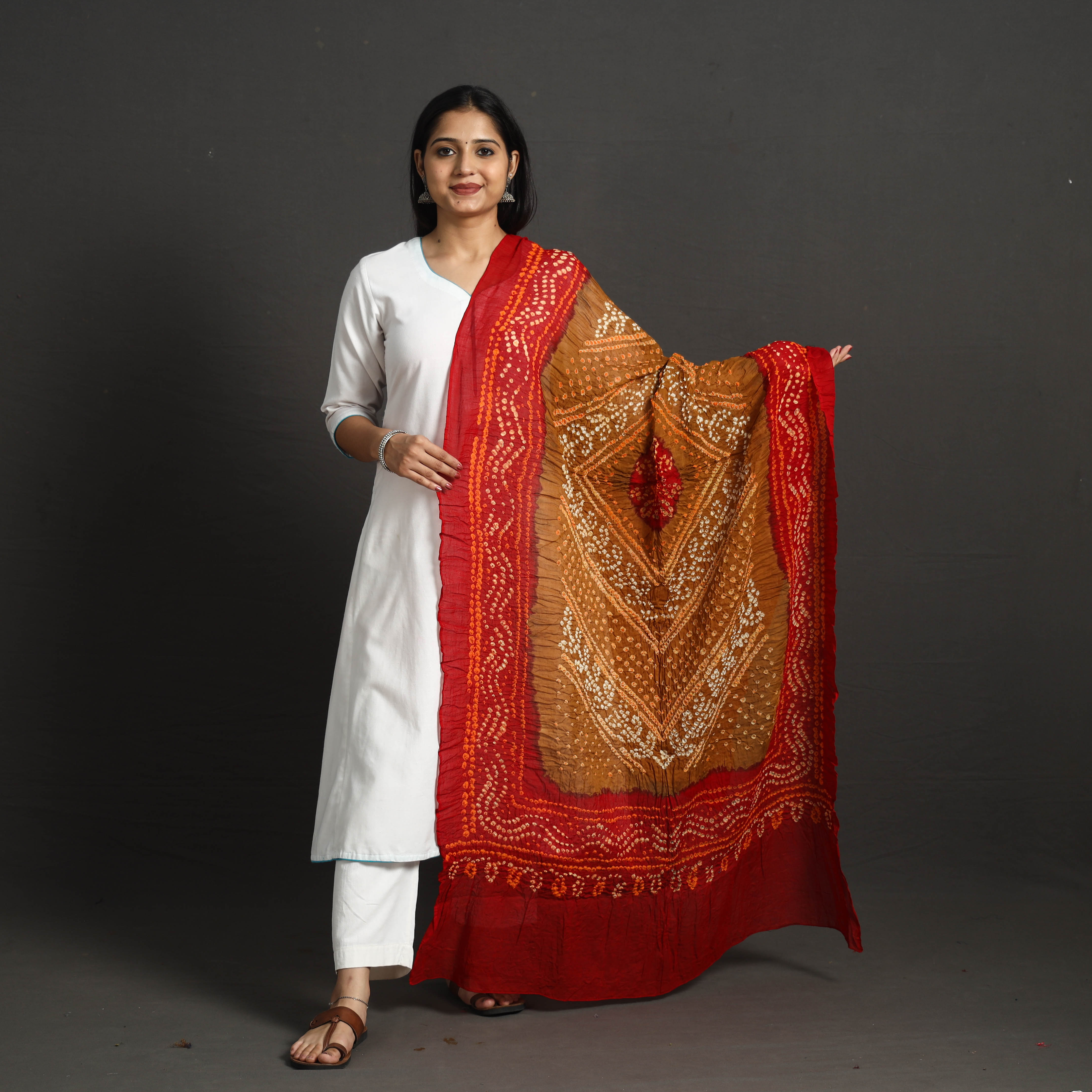 KACHCHH JI CHHAAP Kutch Tie-Dye Cotton Bandhani Dupatta 55