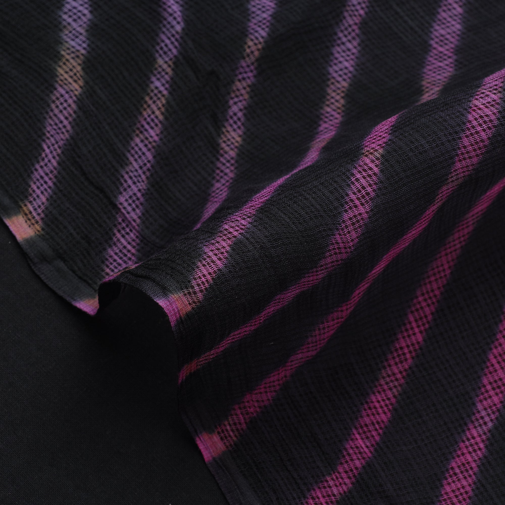 LEHARIYA BY BADSHAH MIYAN Black - Leheriya Tie-Dye Kota Doria Cotton Fabric 95 - view 4