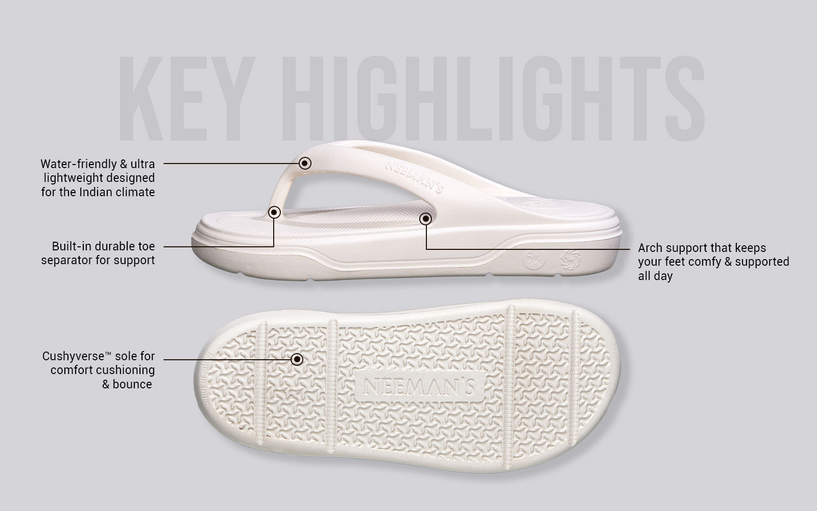 Neeman's Cushers Flips For Women : Ivory White - view 4