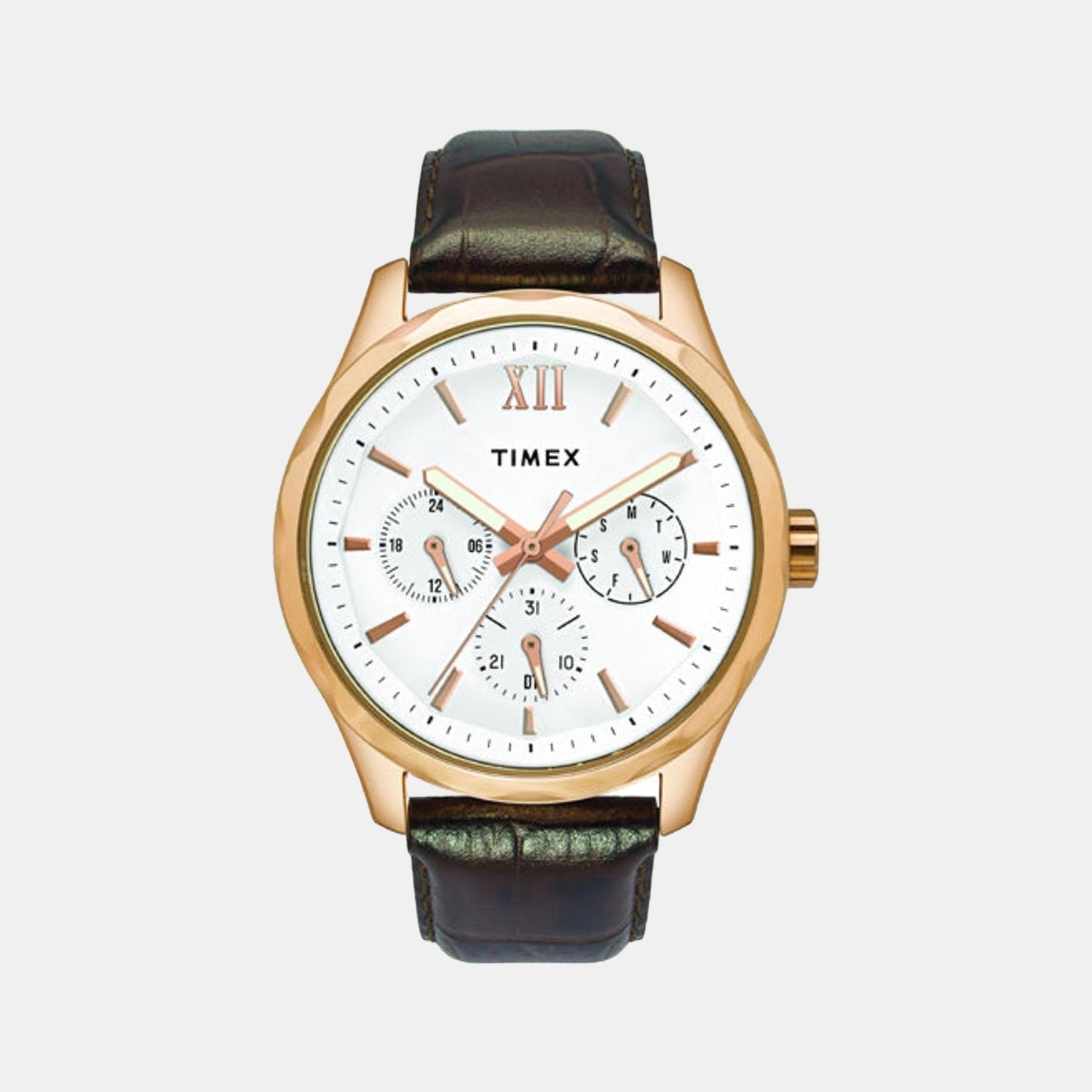 Timex Empera Men Quartz White Dial Chronograph Leather Watch TW0TG7600