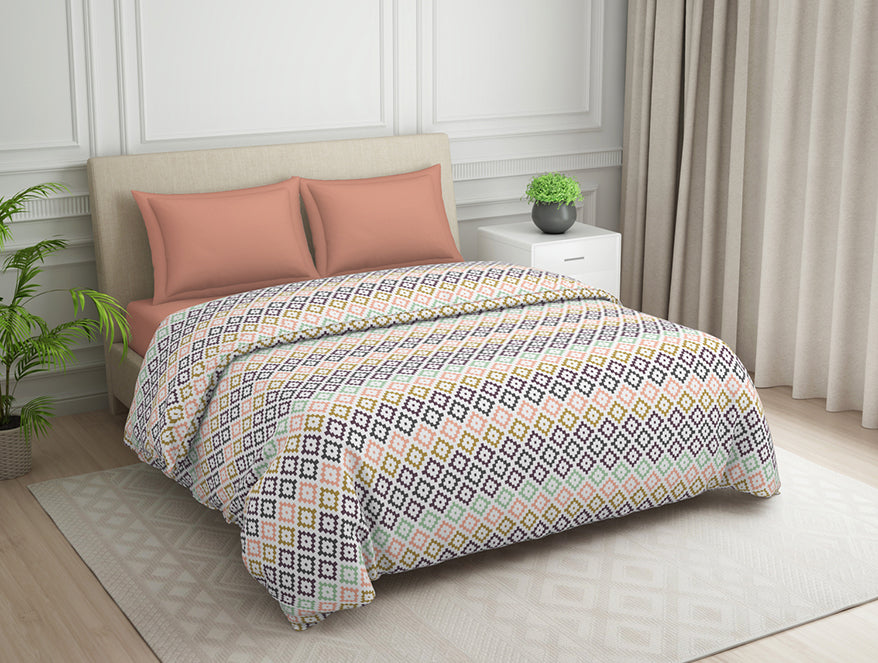 Spaces India Geometric Pink Polycotton Quilt Double Harmony - By Welspun - view 2