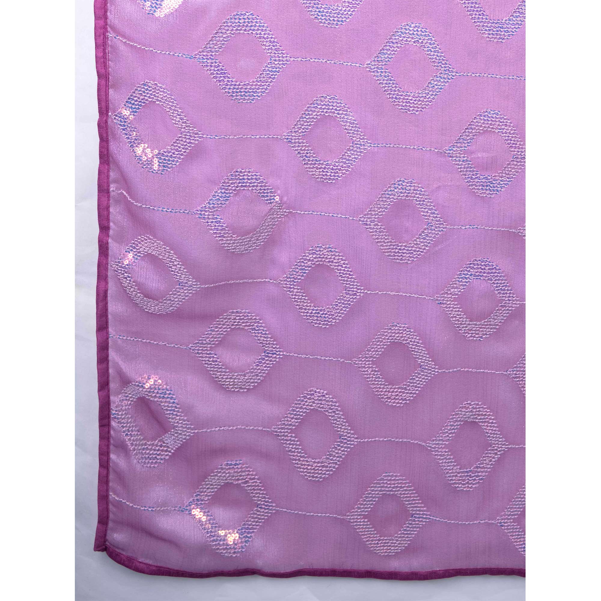 Peachmode Lavender Sequin Embroidered Georgette Saree - view 9