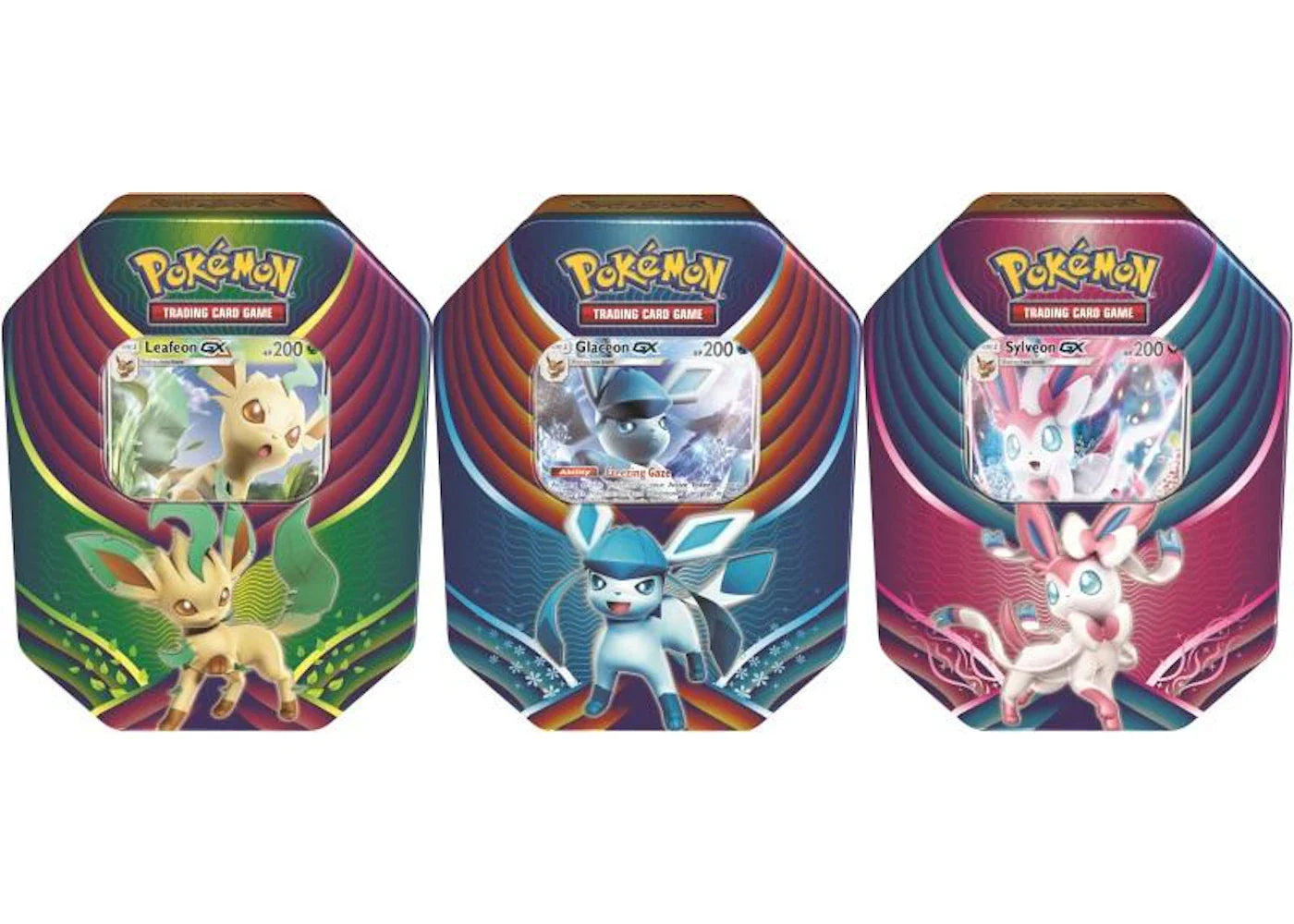 Pokémon 2018 Pokemon TCG Evolution Celebration Tin Leafeon GX/Glaceon GX/Sylveon Gx Lot