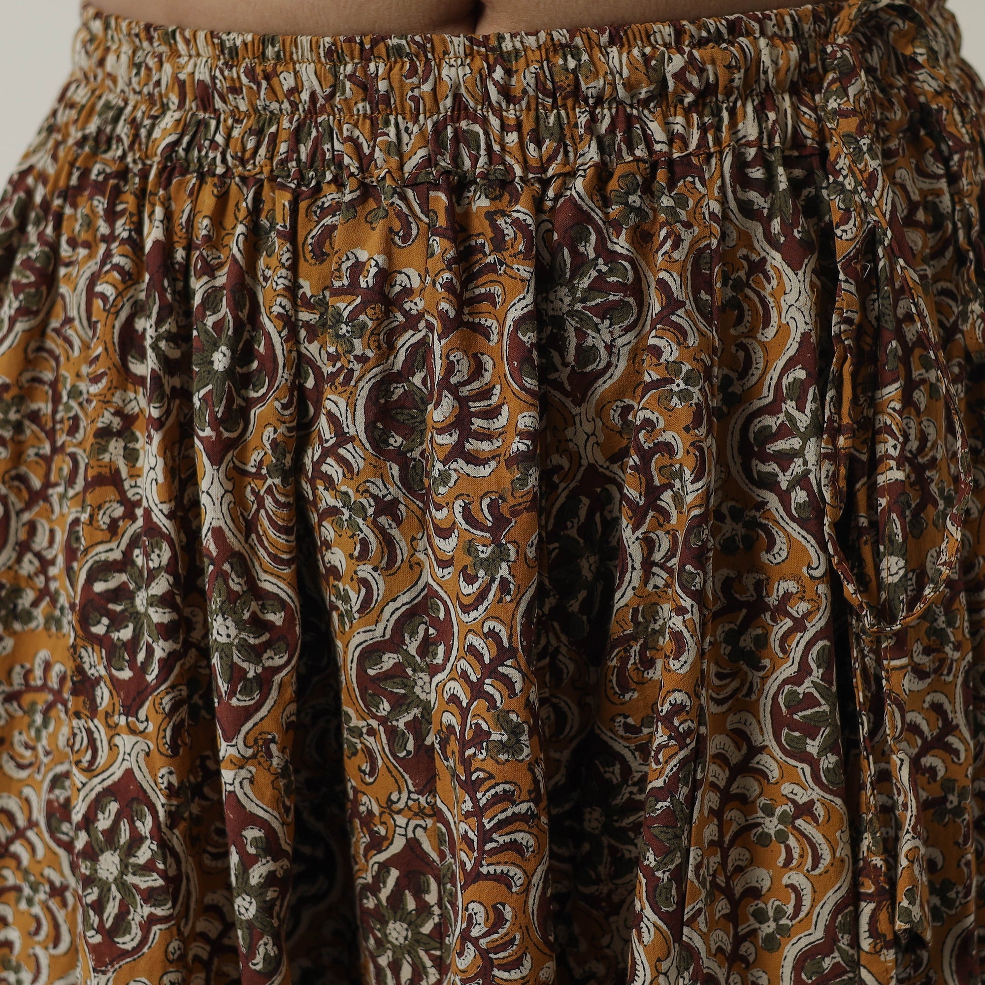 NOORI BAZAR Brown - Bagru Block Printed 24 Kali Patchwork Cotton Long Skirt 25 - view 5