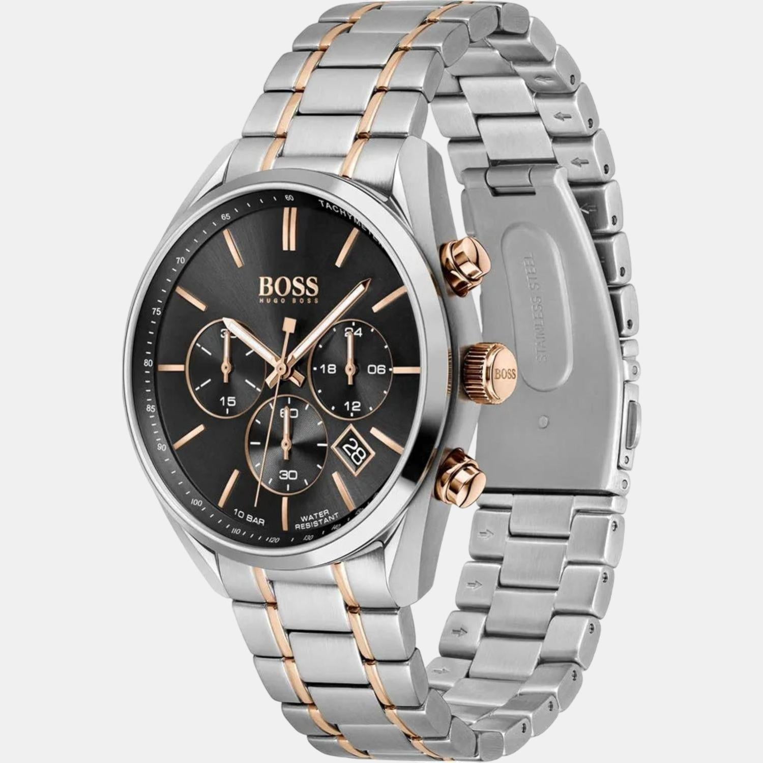 Boss Champion Unisex Quartz Black Dial Chronograph Stainless Steel Watch 1513819 - view 2