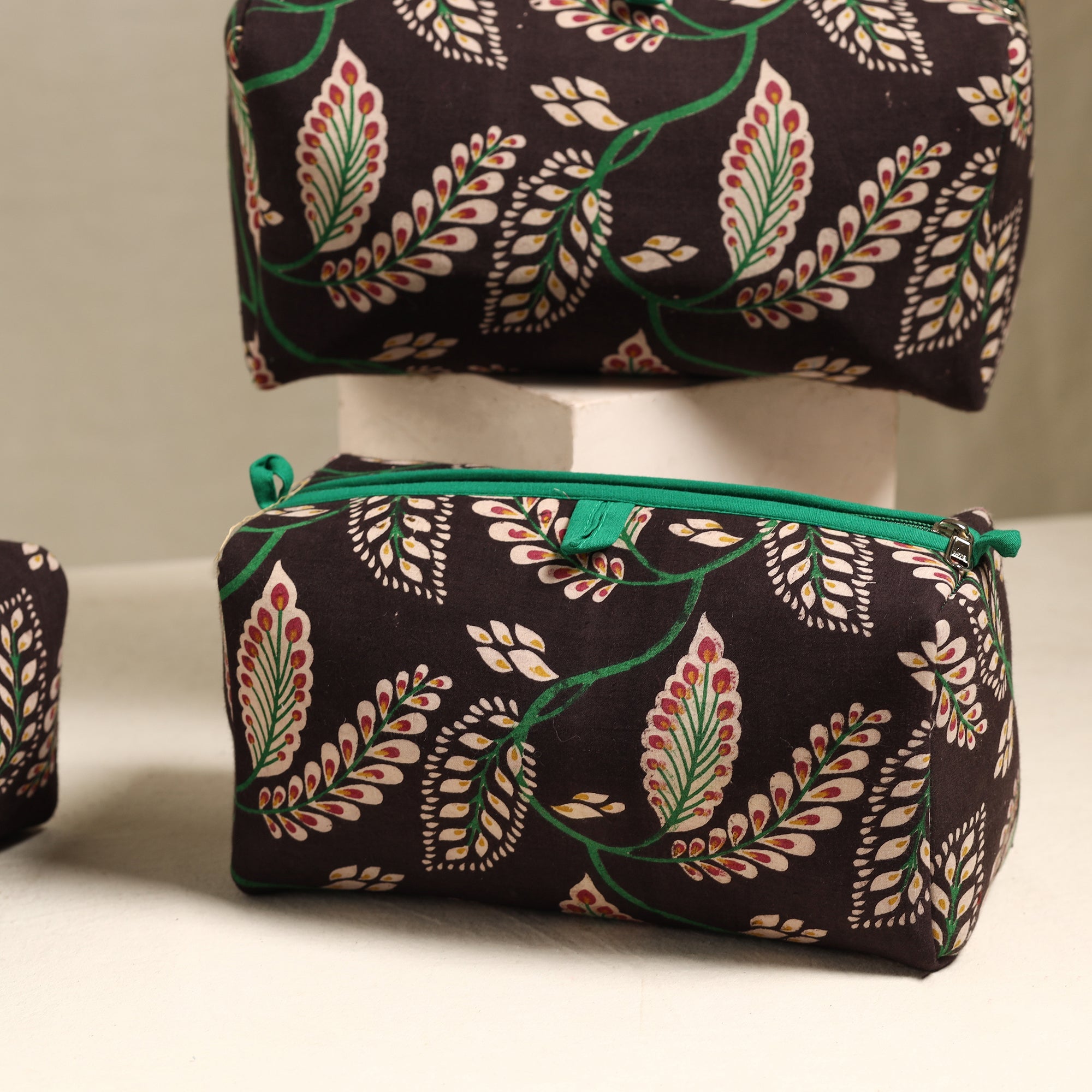 ITOKRI CRAFTS INITIATIVE Black - Handmade Cotton Toiletry Bags (Set of 3) 126 - view 2