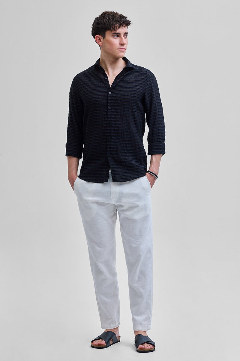 SNITCH Black Textured Stripes Shirt - view 3