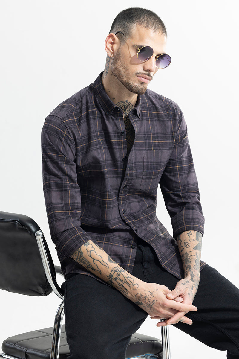 SNITCH Tartan Twist Ash Grey Checks Shirt