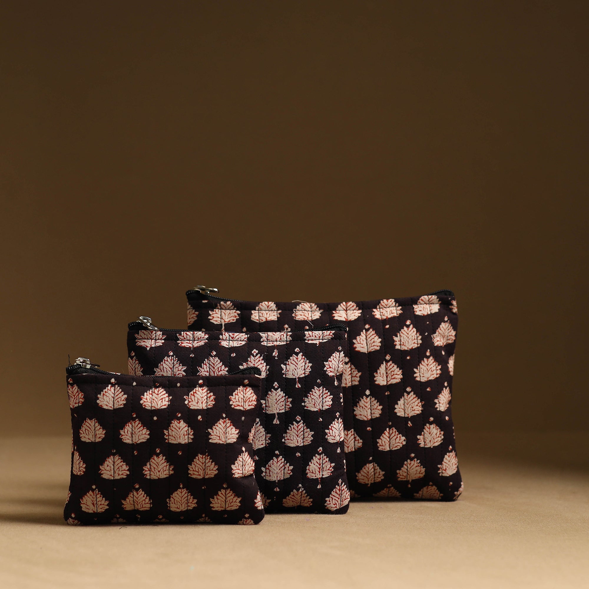 NOORI BAZAR Black - Handmade Cotton Multipurpose Utility Pouches (set of 3) 25