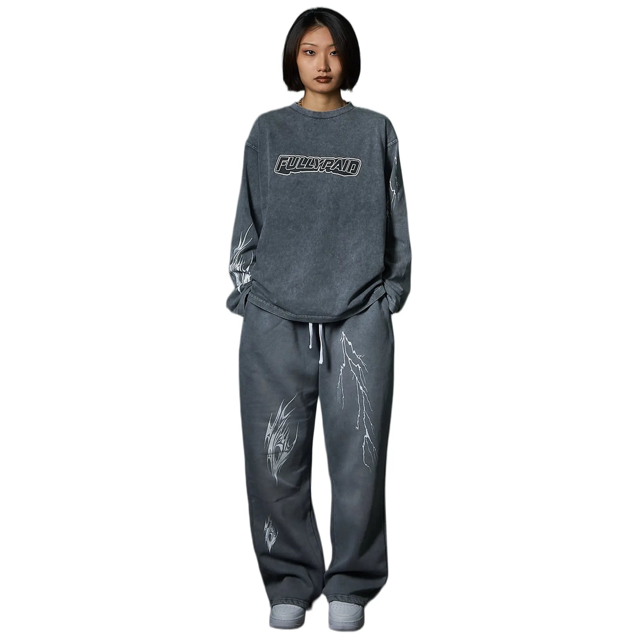 Fully Paid Acid Wash L/S Grey T Shirt - view 2