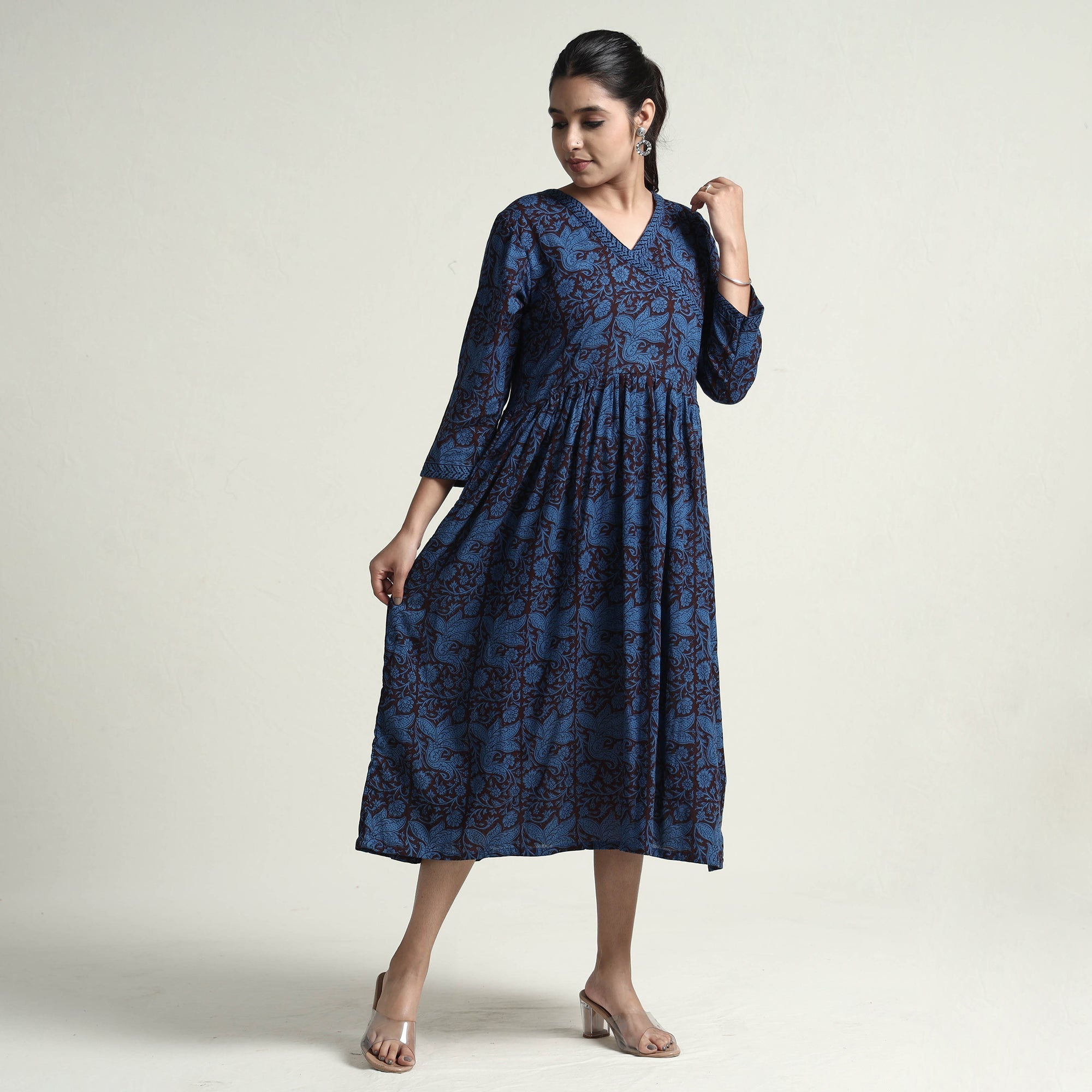 ITOKRI CASUALS Blue - Bagh Block Printed Cotton Dress