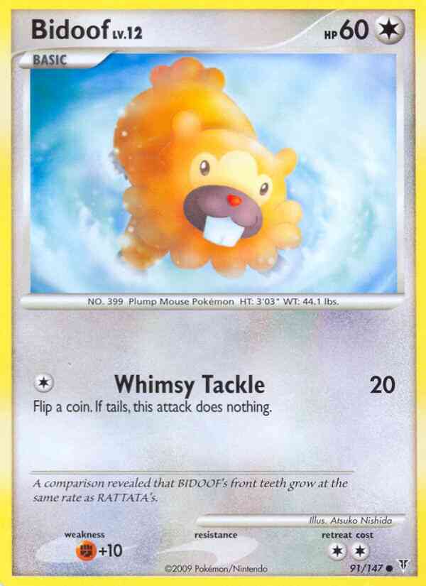 Common pl3-91 non-holo – Pokémon Bidoof - 91/147 - Common [pl3-91] [Non-Holo]