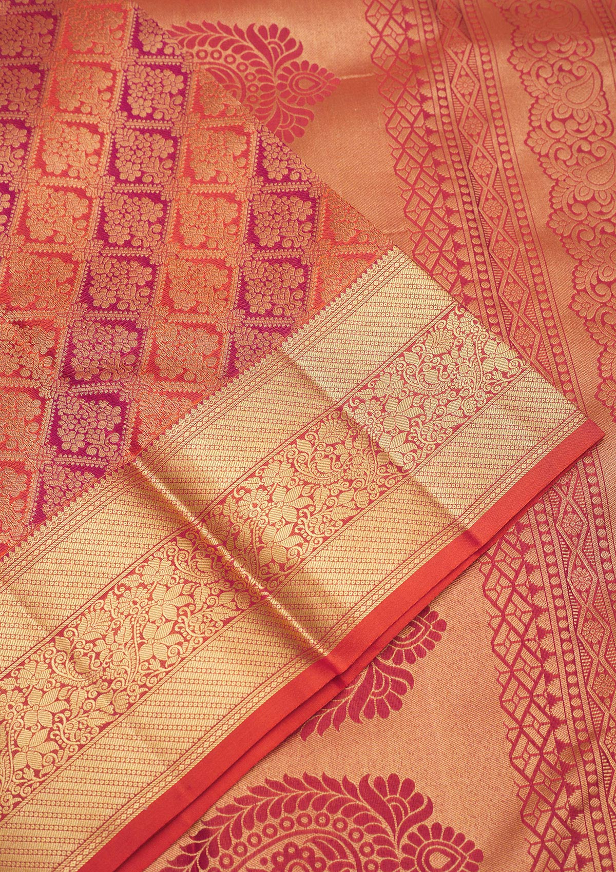 Koskii Orange Zariwork Pure Silk Saree – Women's - view 4