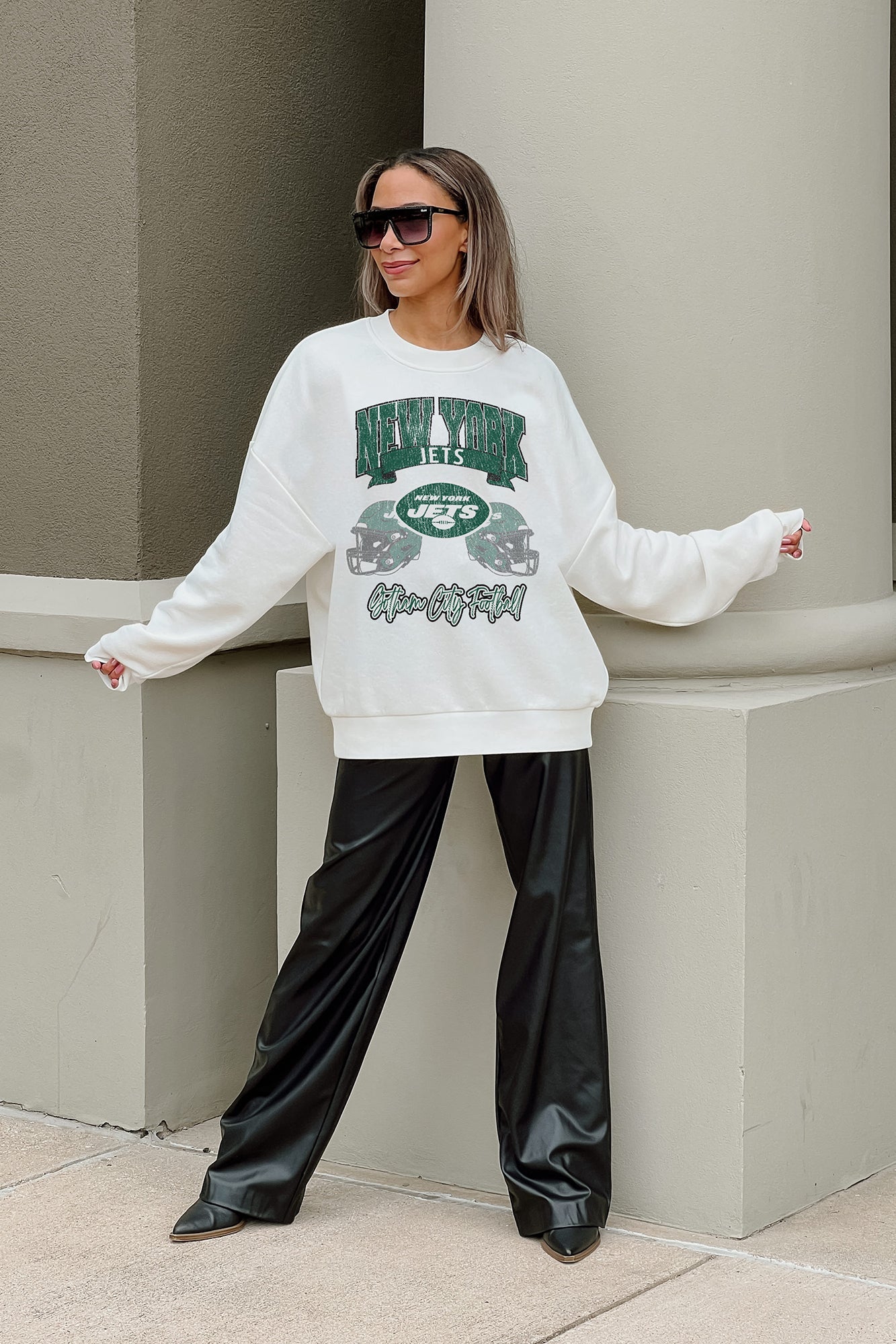 GC X NFL New York Jets Passing Time Premium Fleece Drop Shoulder Crewneck Pullover