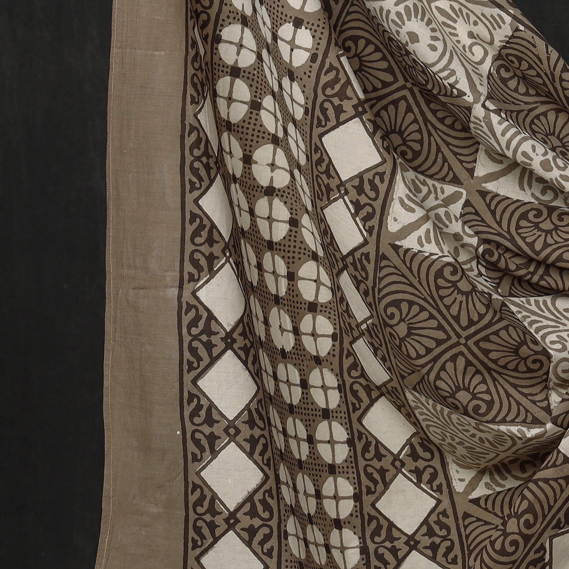 HAVELI CHRONICLES Brown - 3pc Cotton Block Printed Pipad Dress Material Set - view 4