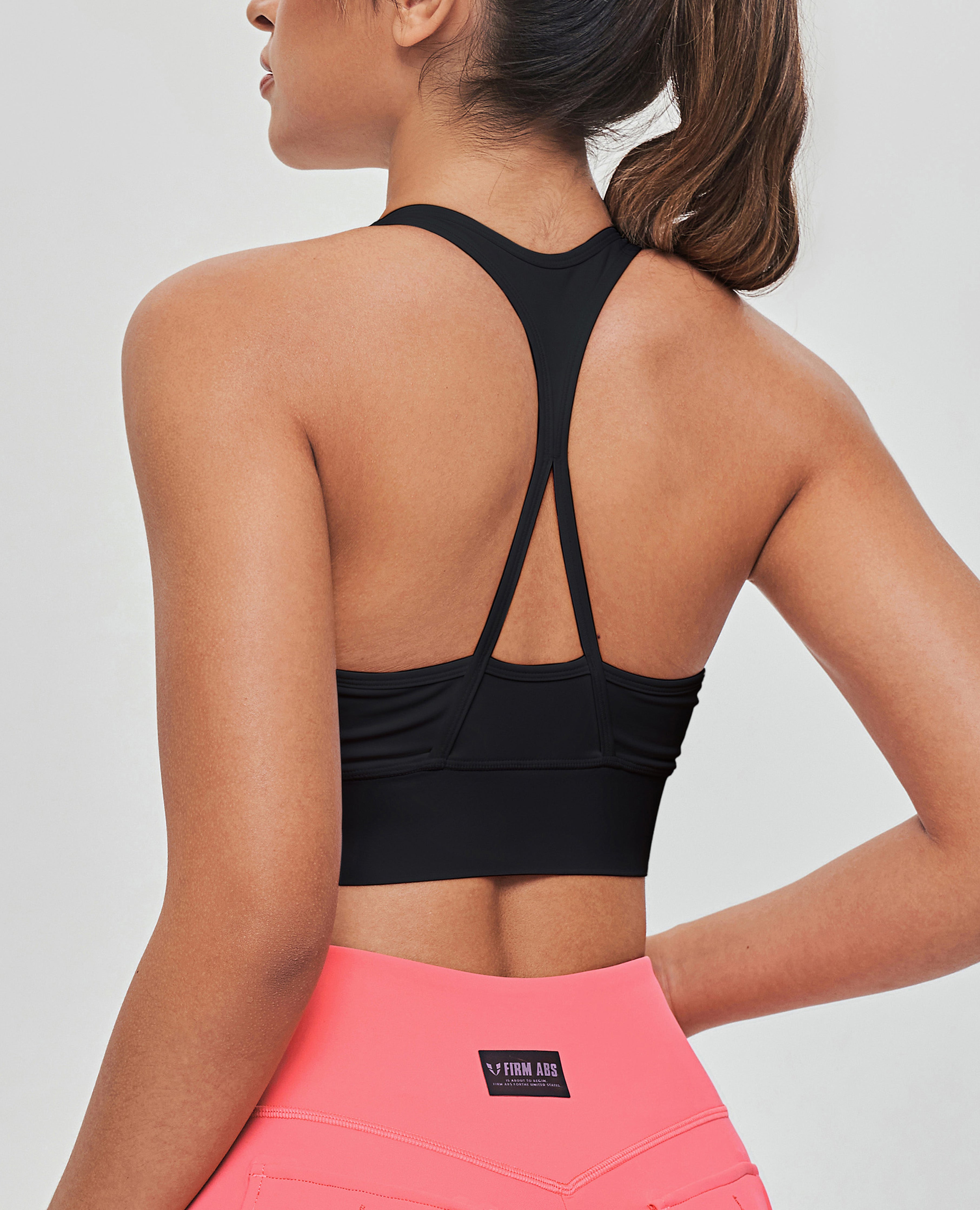 FIRM ABS Zip Front Sports Bra - Black - view 2
