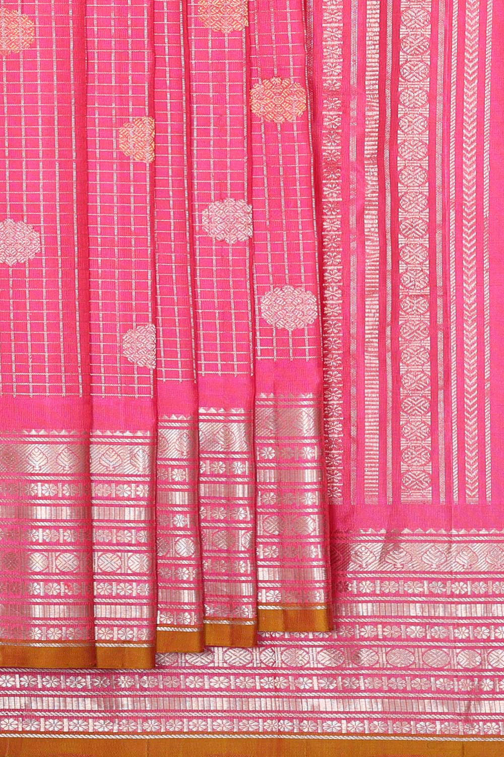 Kalanjali Gadwal Silk Bright Pink Saree – Women's