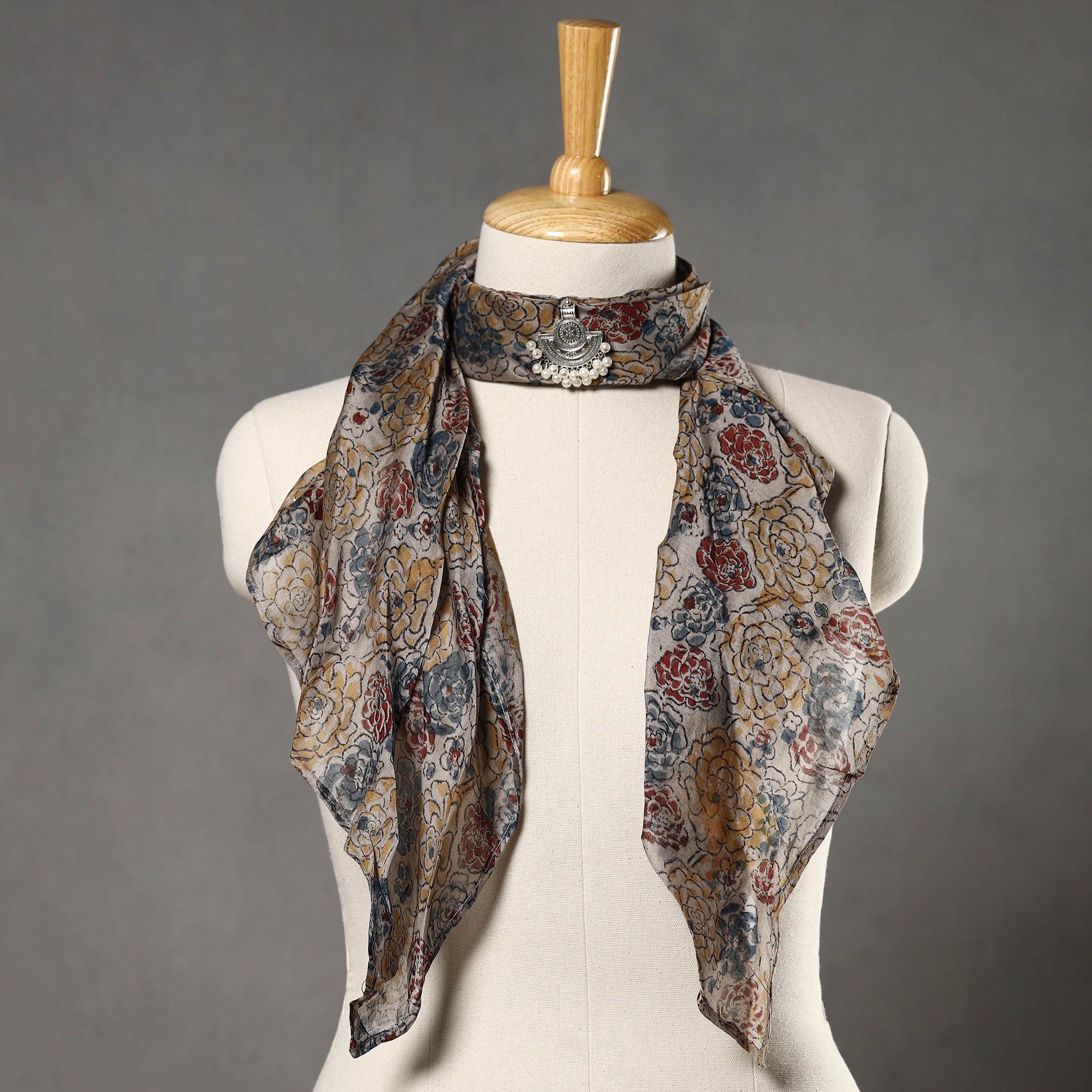 HAVELI CHRONICLES Block Printed Modal Silk Pendant Necklace Scarf 45