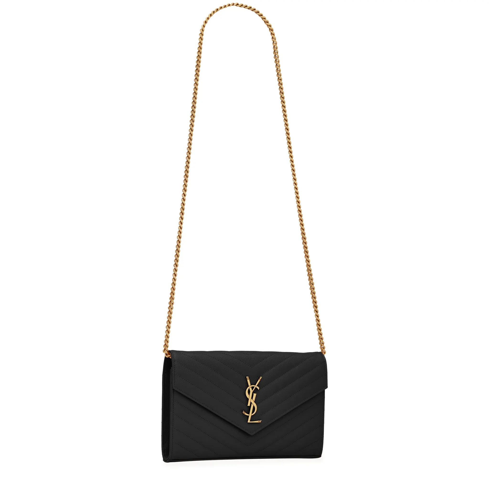 Saint Laurent Monogram Envelope Black Gold Crossbody Bag - view 4