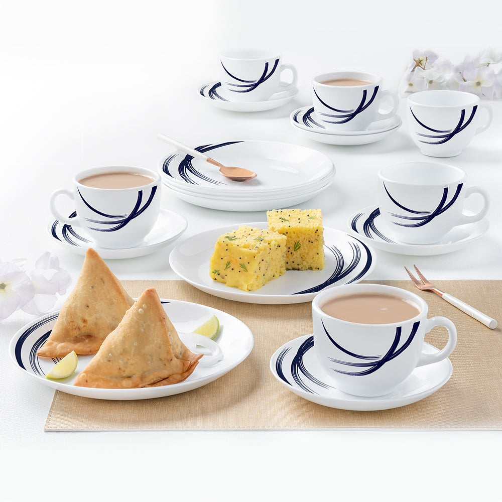 My Borosil Larah by Borosil Indigo Stella Snack Set w Cups n Saucer