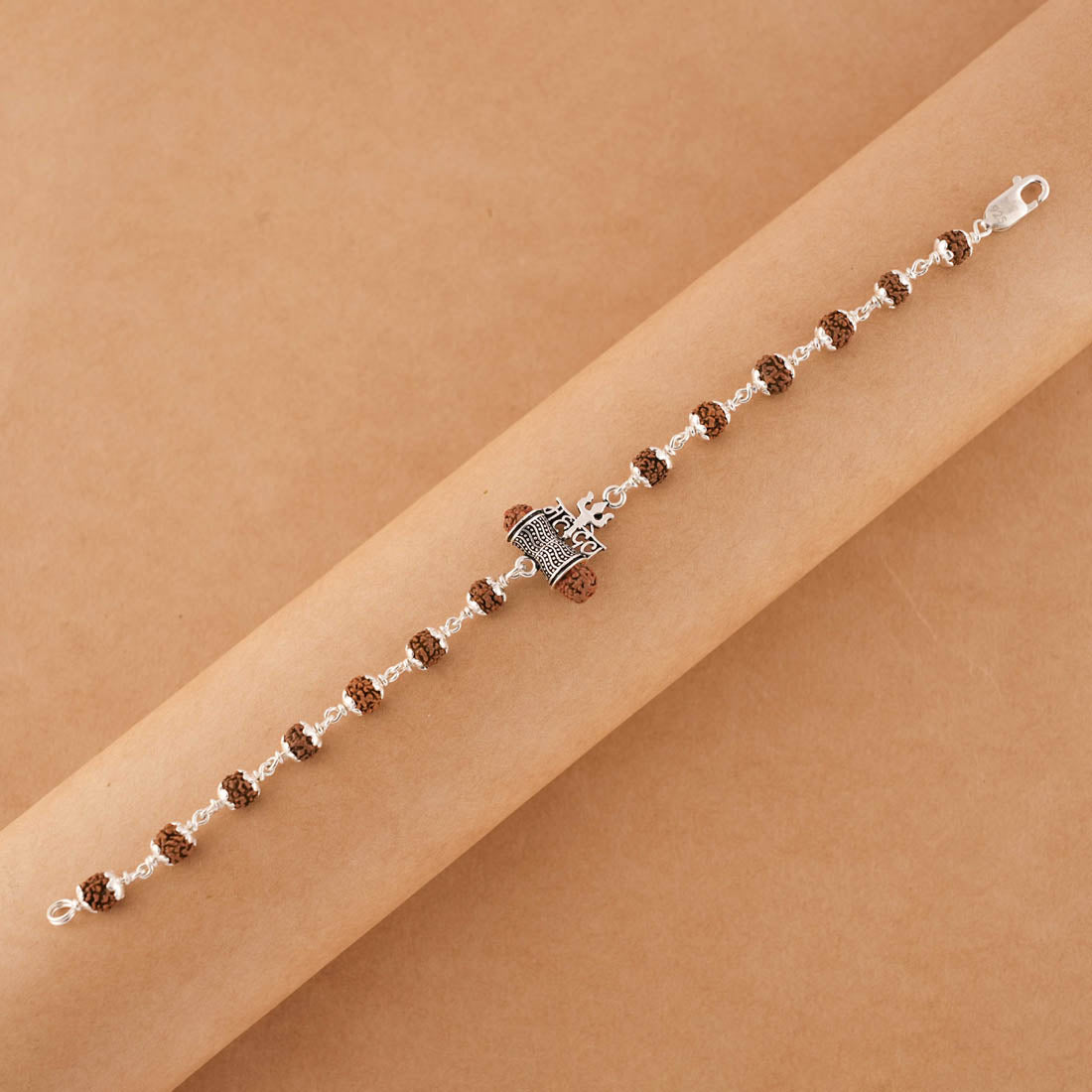 Prinjal Jewellers Rudraksha Silver Trishul With Mahadev Bracelet - view 2