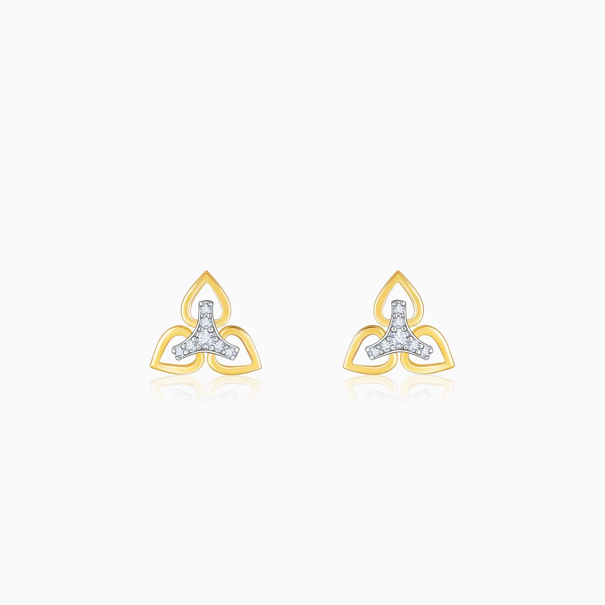 GIVA Jewellery Gold Floral Triad Diamond Earrings