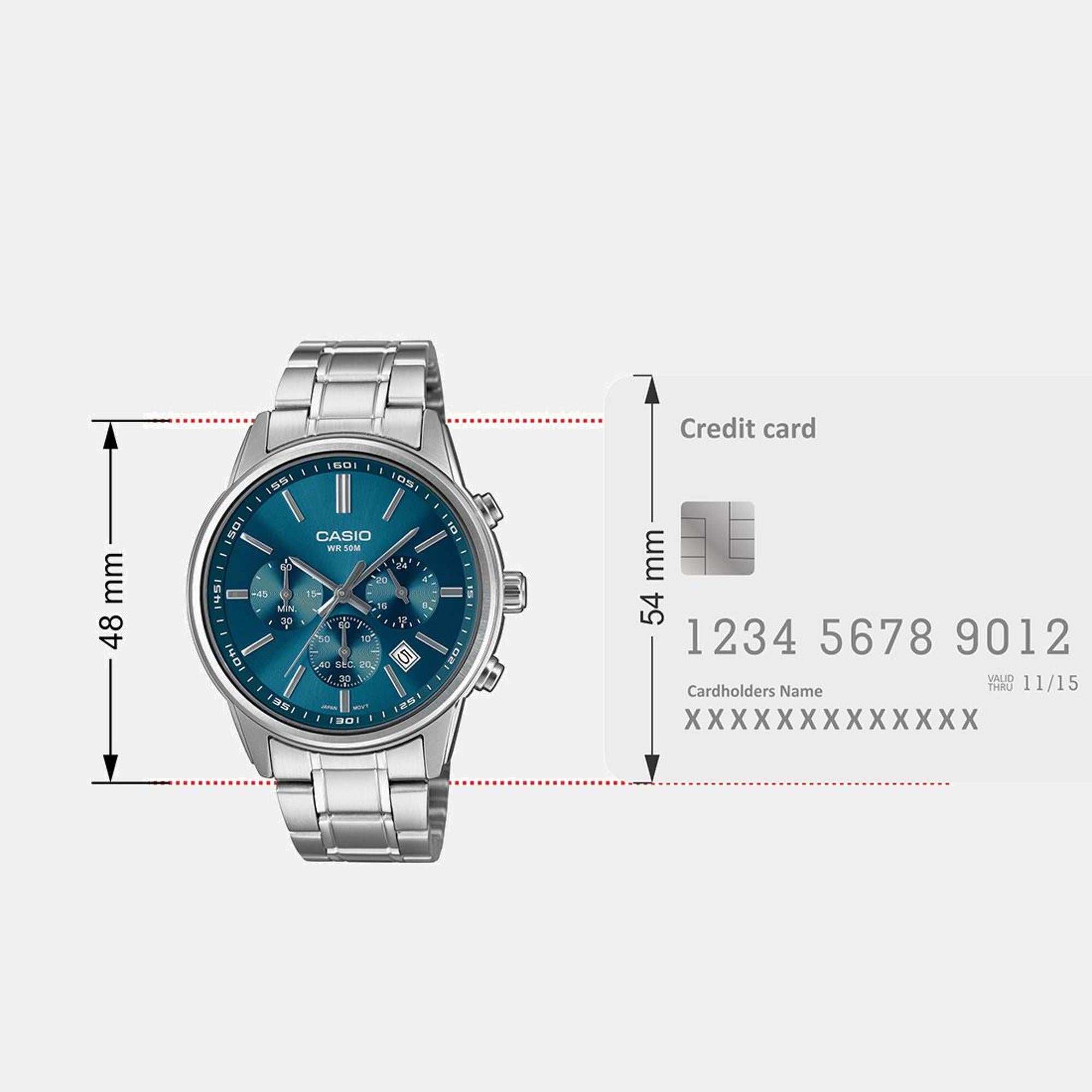 Casio Enticer Men Quartz Blue Dial Chronograph Stainless Steel Watch A2308 - view 8