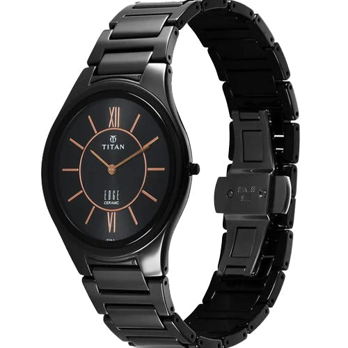Titan Edge Ceramic Quartz in Rich Black Dial Watch for Men 40.5mm NR1696NC01 - view 2