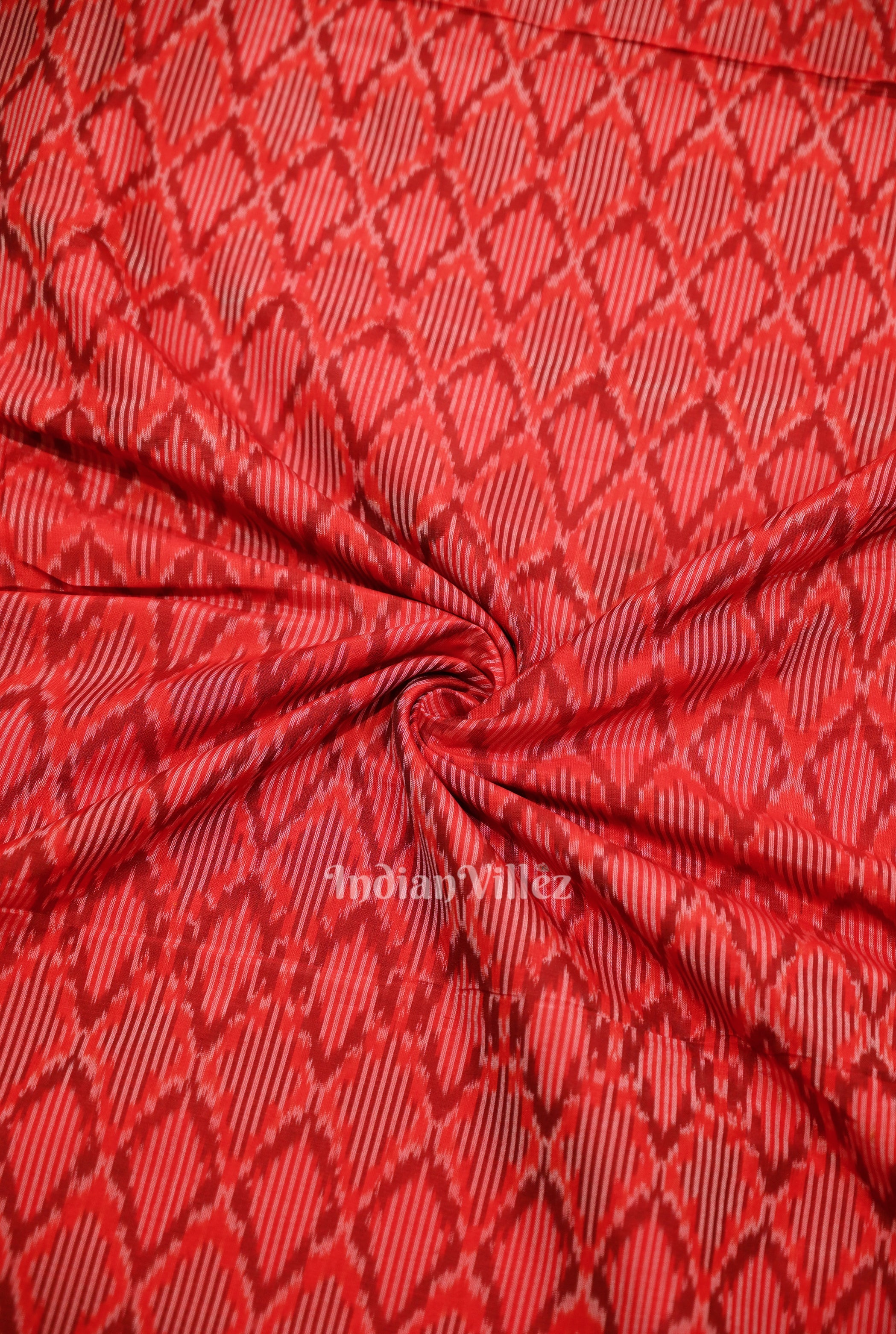 Cotton sico fabric – IndianVillèz Red Pochampally Ikat Silk & Cotton (Sico) Fabric