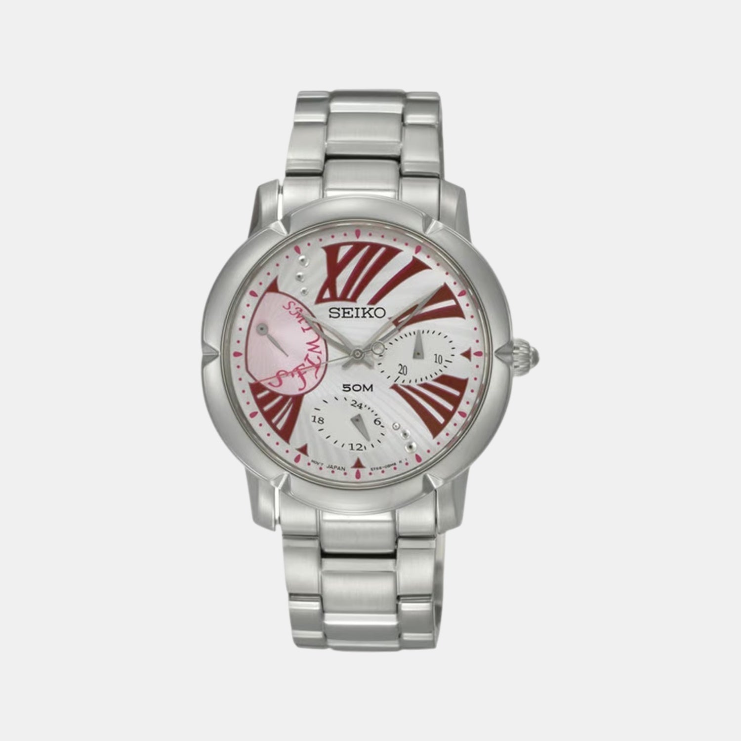 Seiko Dress Women Quartz White Dial Multi-Function Stainless Steel Watch SNT877P1