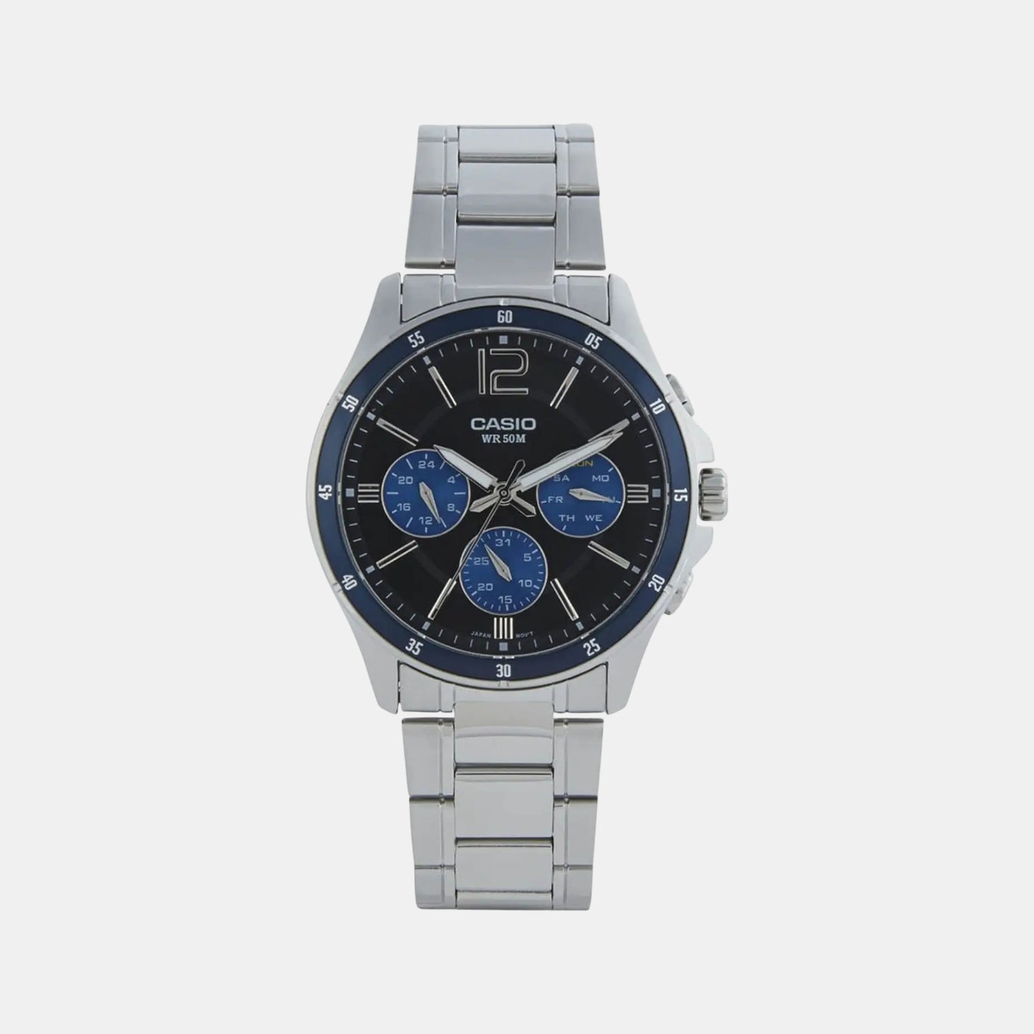 Casio Enticer Men Quartz Blue Dial Analog Stainless Steel Watch A950