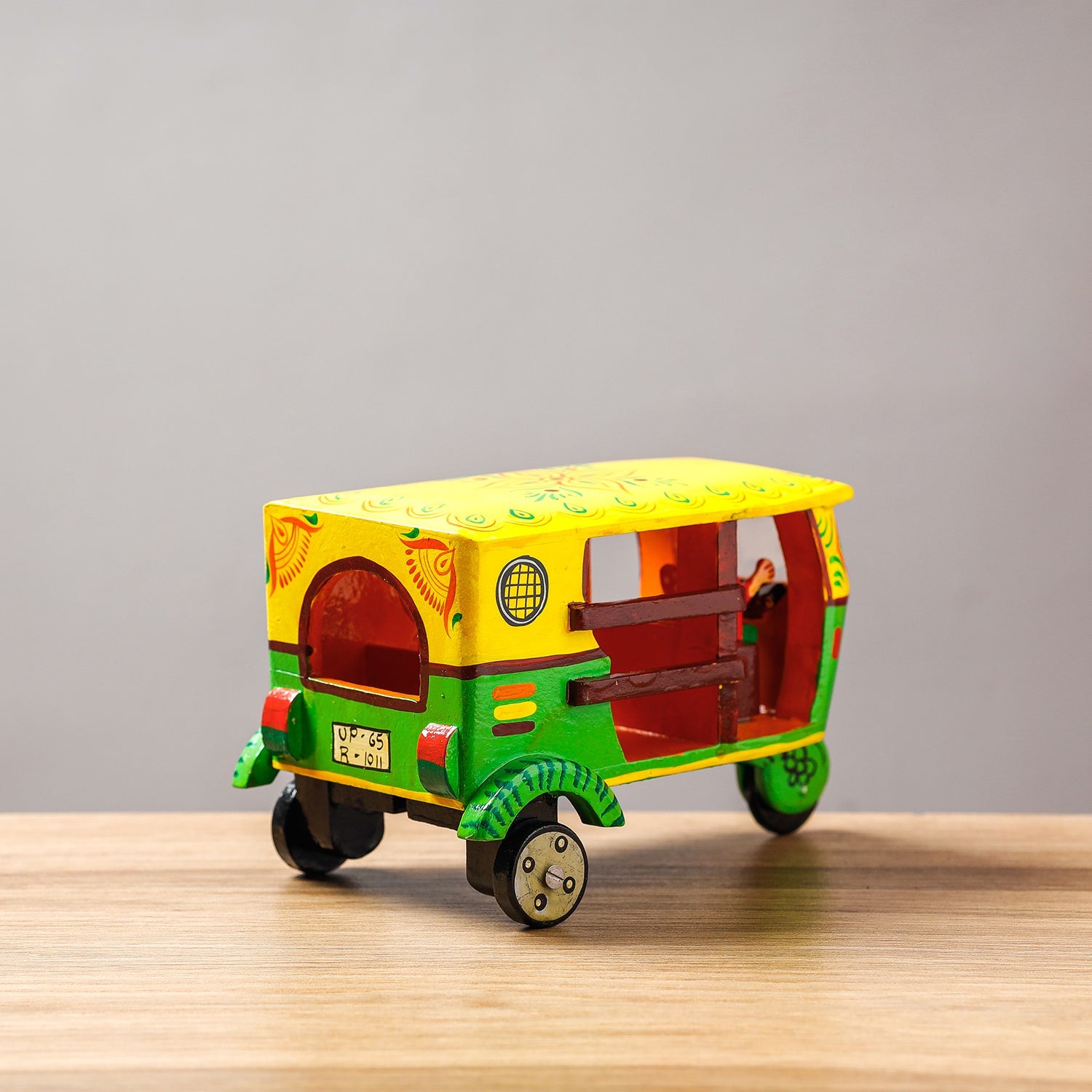 BANARAS KHILONA UDHYOG Auto Rickshaw - Banaras Handpainted Wooden Toy / Home Decor Item - view 4