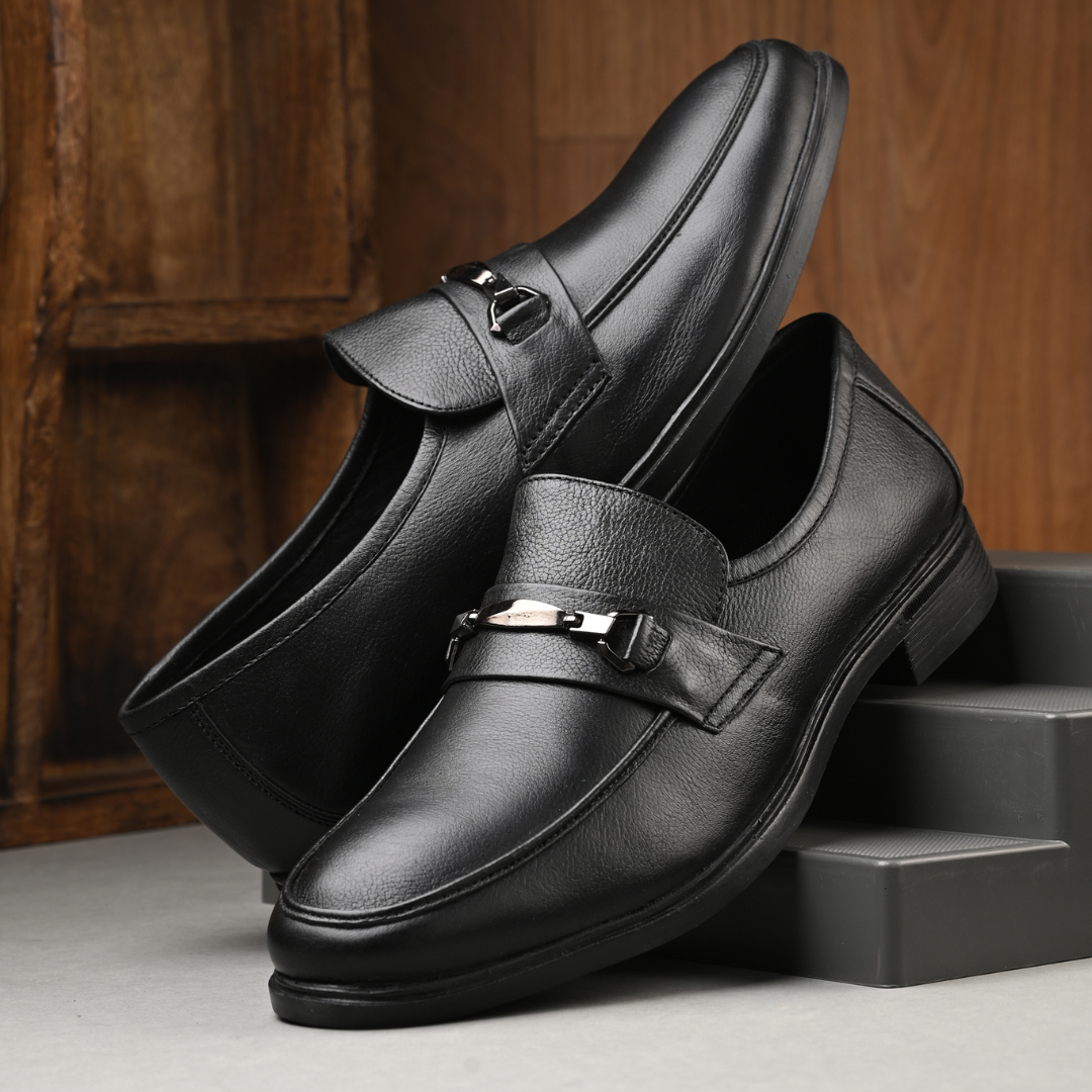 egoss-shoes Egoss Leather Buckled Slip On Shoes For Men - view 2