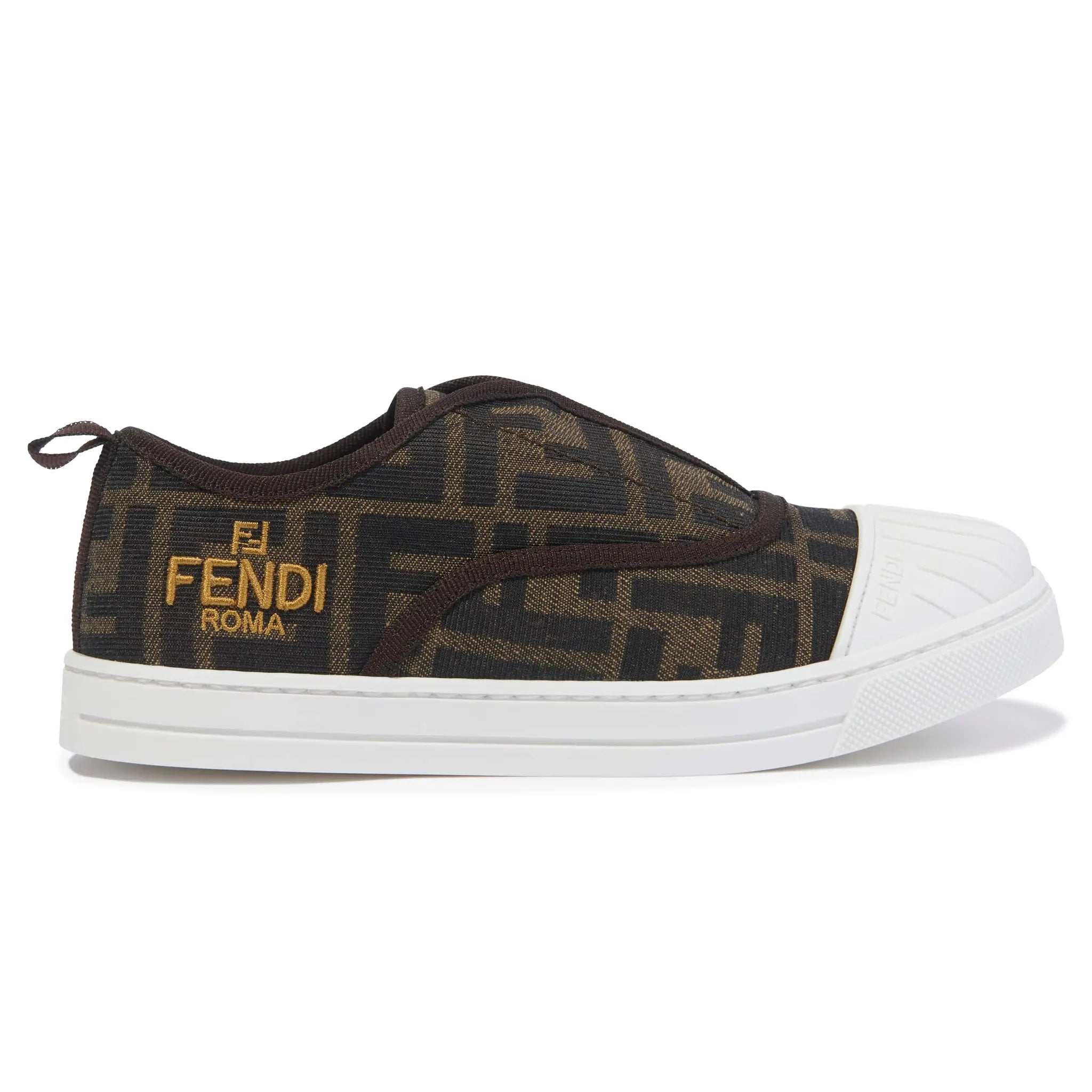 Fendi FF Logo Kids Brown Trainers – Black