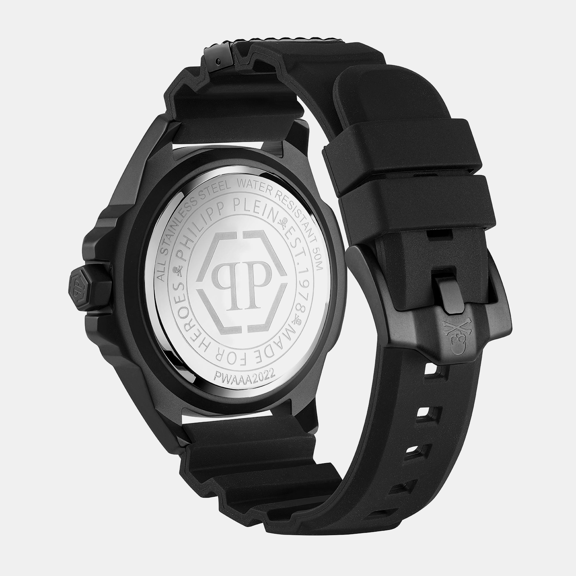 Philipp Plein $kull Men Quartz Black Dial Analog Silicone Watch PWAAA2022 - view 3