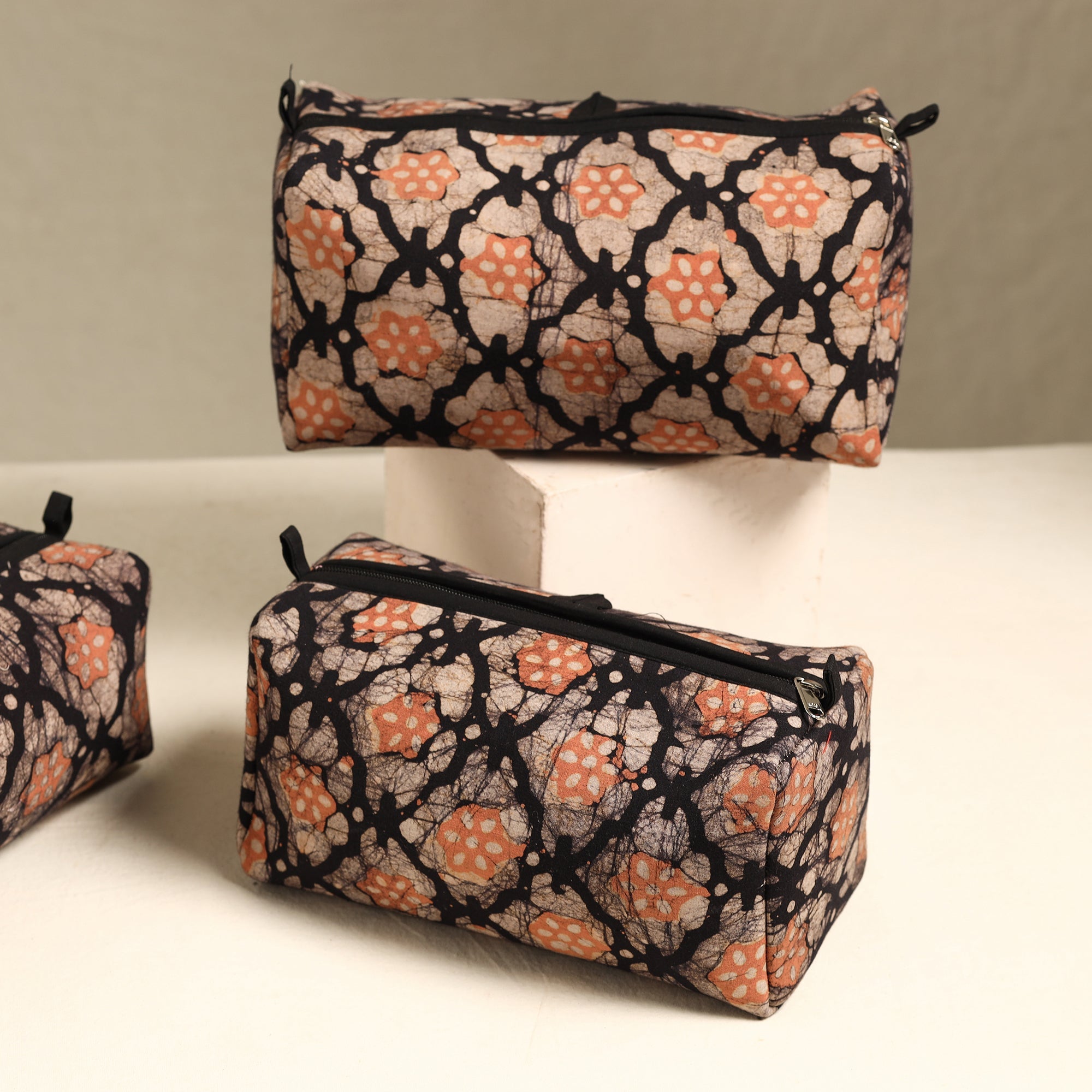 ITOKRI CRAFTS INITIATIVE Brown - Handmade Cotton Toiletry Bags (Set of 3) 36 - view 2