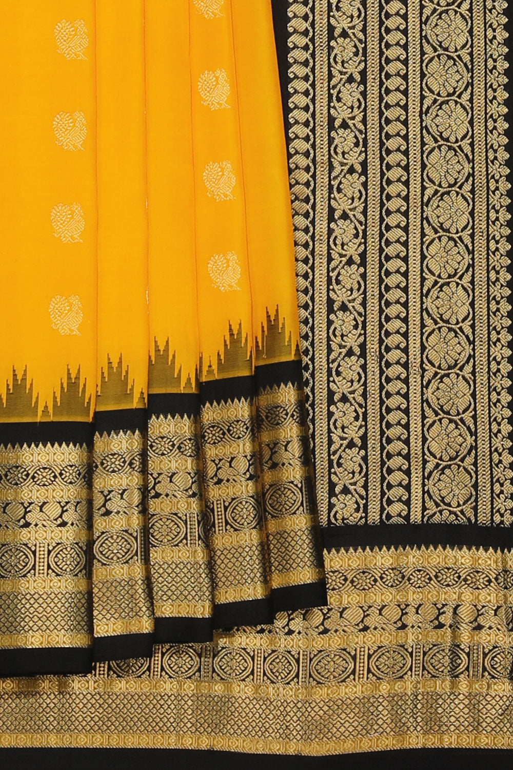 Kalanjali Gadwal Silk Mustard Saree – Women's
