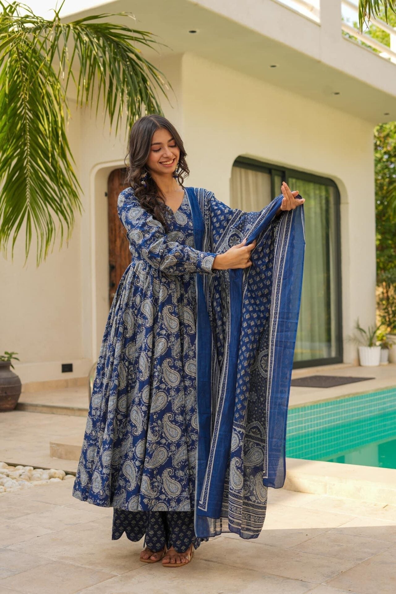 Idaho-o Dewy blue cotton suit set - view 2