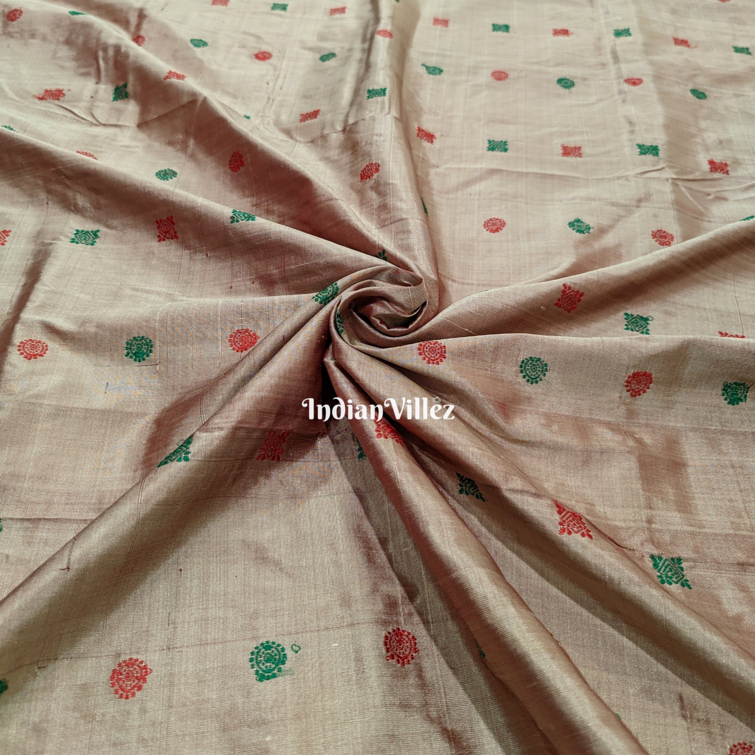 IndianVillèz Tortilla Brown Bomkai Silk Ikat Fabric
