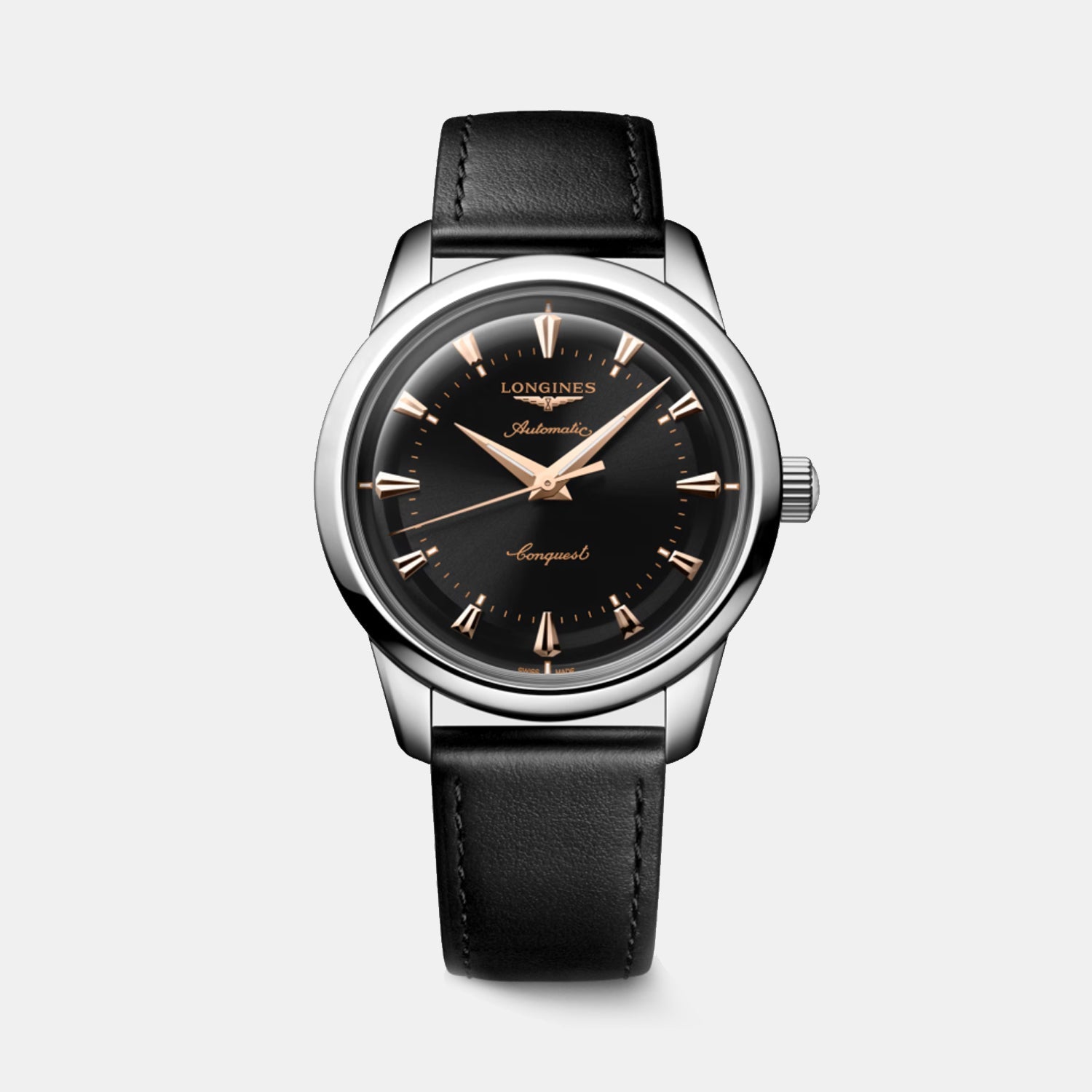 Longines Conquest Heritage Men Automatic Black Dial Analog Leather Watch L16504522