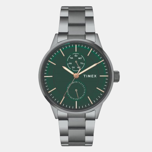 Timex Fashion Men Quartz Green Dial Chronograph Stainless Steel Watch TWEG19905