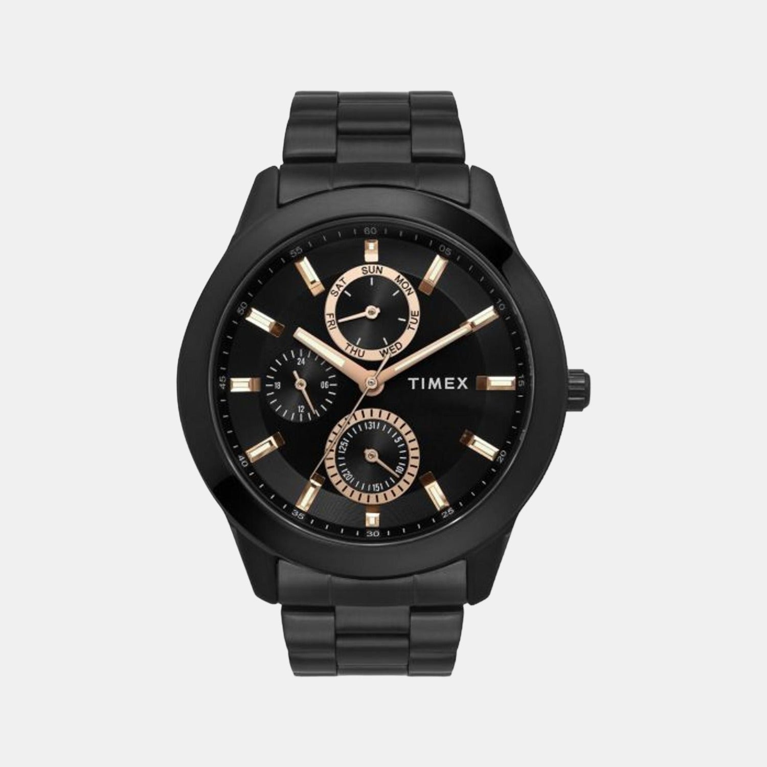 Timex Fashion Men Quartz Black Dial Multi-Function Stainless Steel Watch TWEG18508