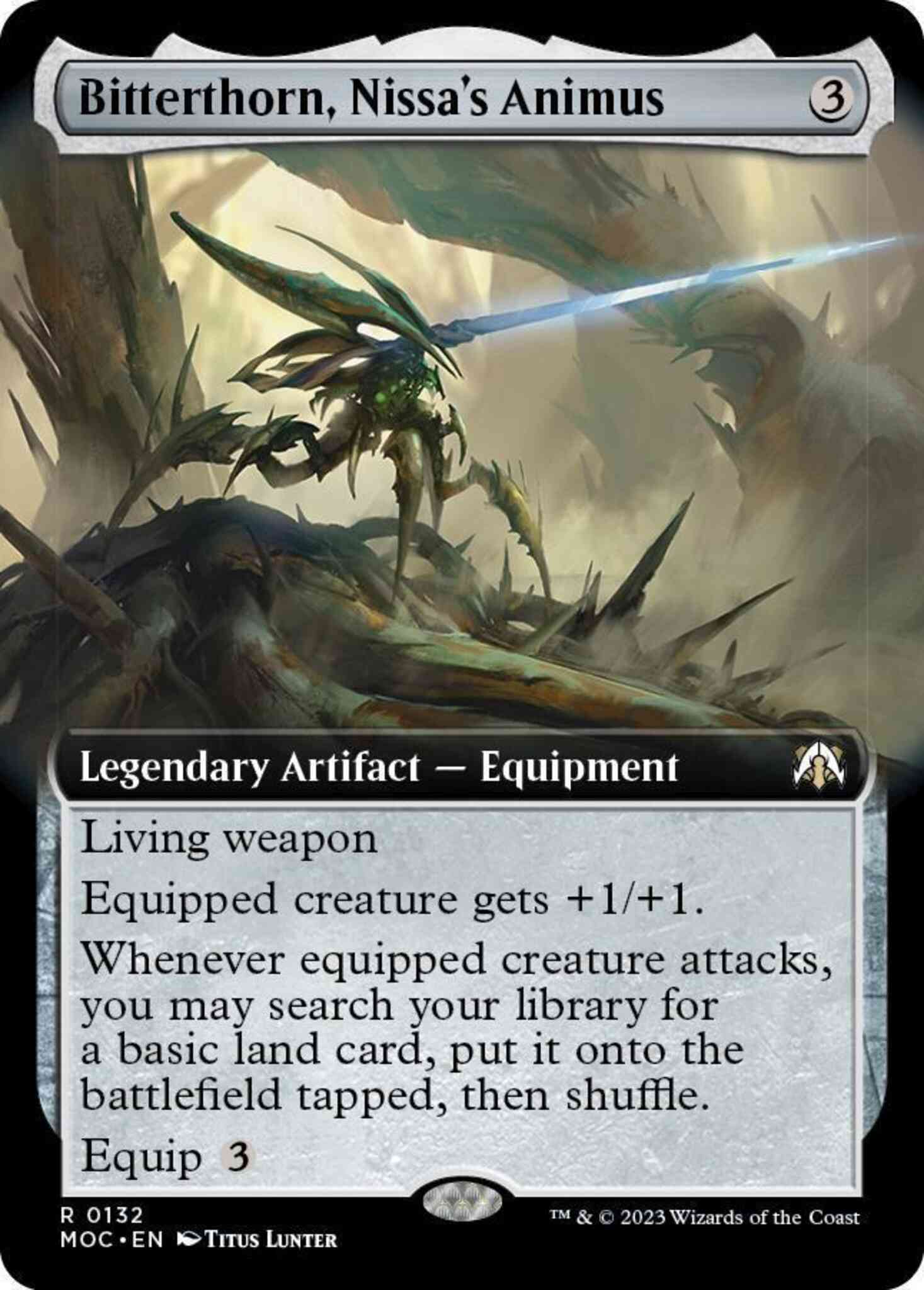 Animus 132 extended – Magic Bitterthorn, Nissa's Animus [132] [Extended Art] [March of the Machine: Commander] [Non-Foil]