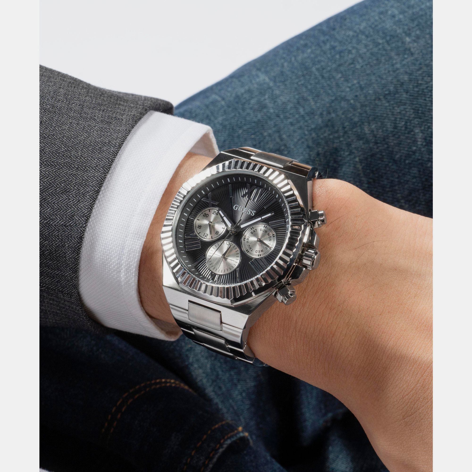 Guess Dress Men Quartz Black Dial Multi-Function Stainless Steel Watch GW0703G1 - view 6