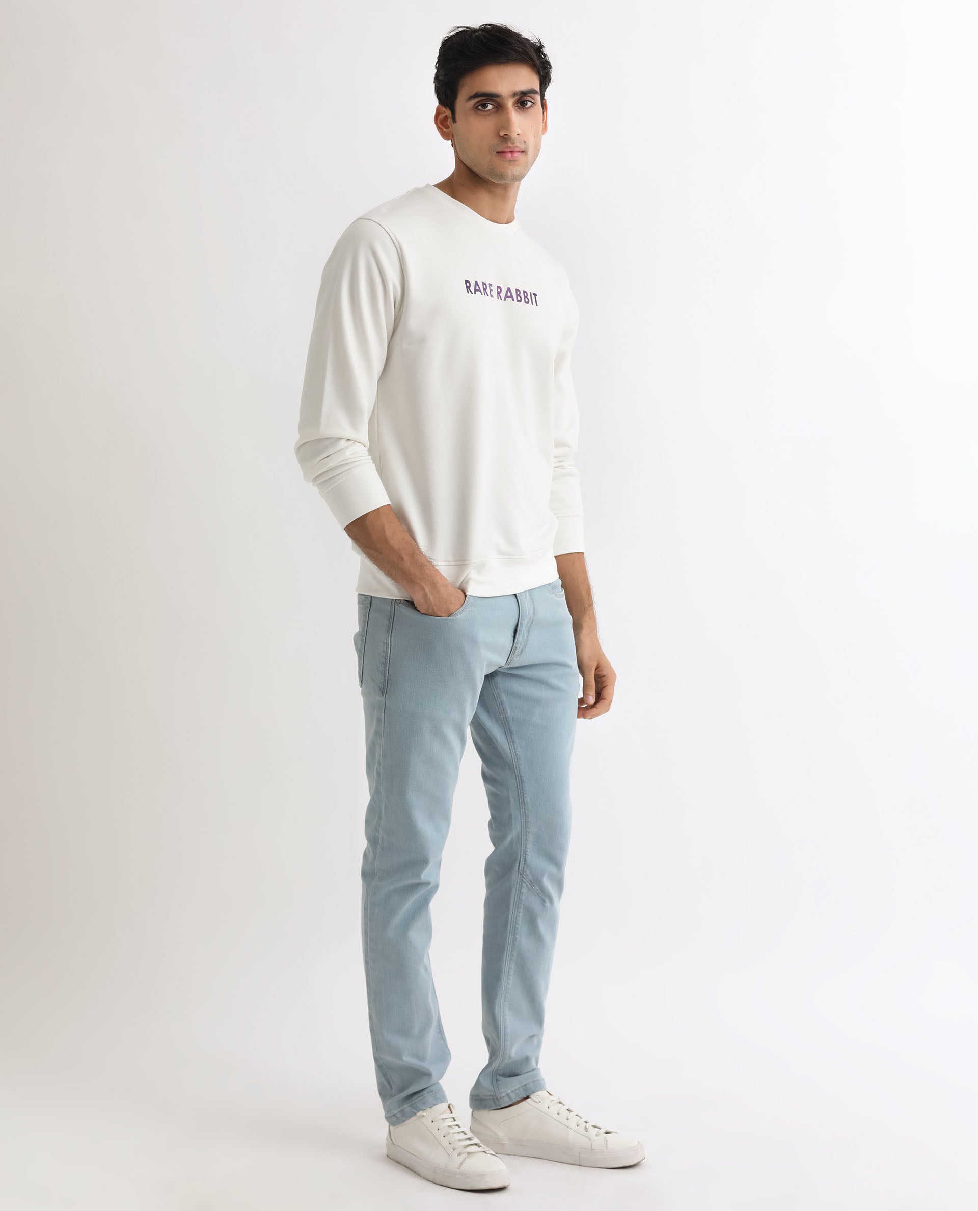 Rare Rabbit Men'S Lintz Off White Sweatshirt Full Sleeves Solid - view 2