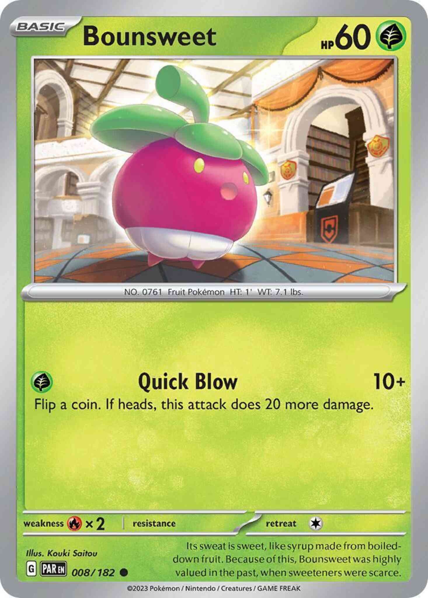 Common sv04-008 non-holo – Pokémon Bounsweet - 008/182 - Common [sv04-008] [Non-Holo]