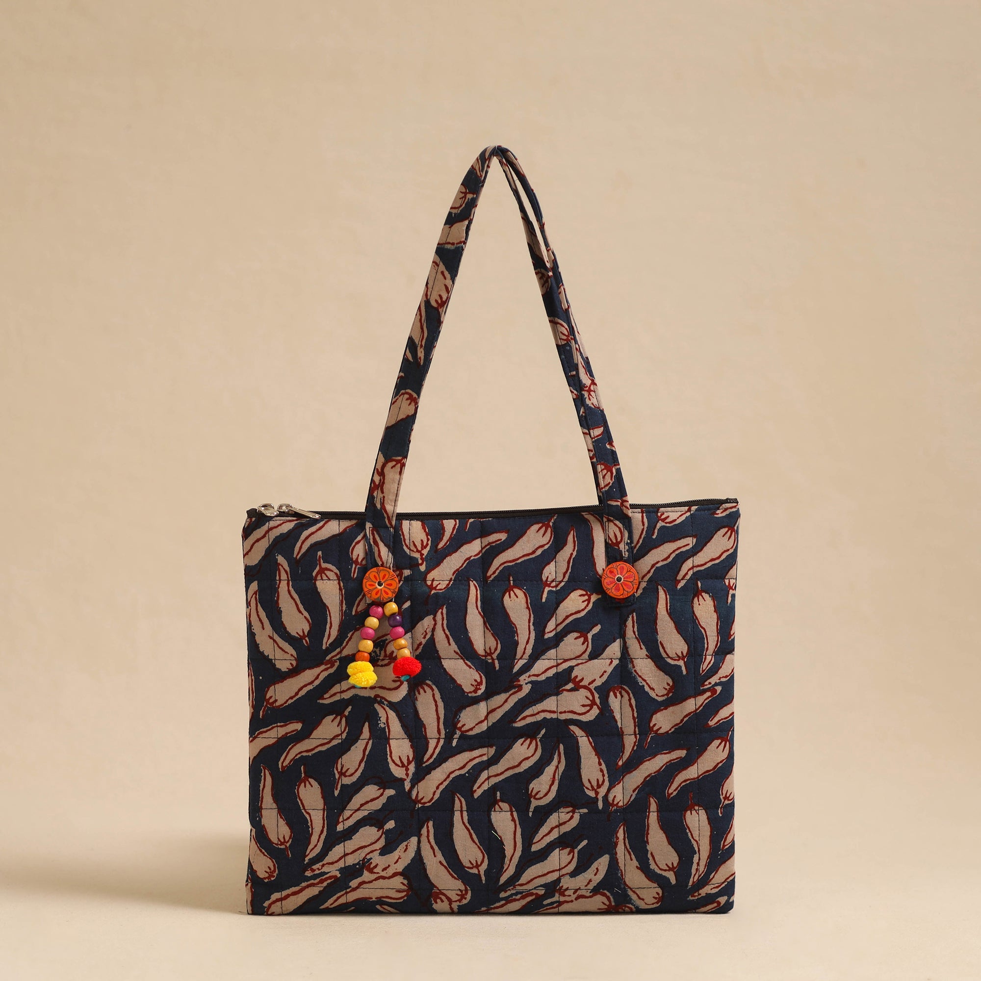 NOORI BAZAR Blue - Handcrafted Quilted Cotton Hand Bag 17