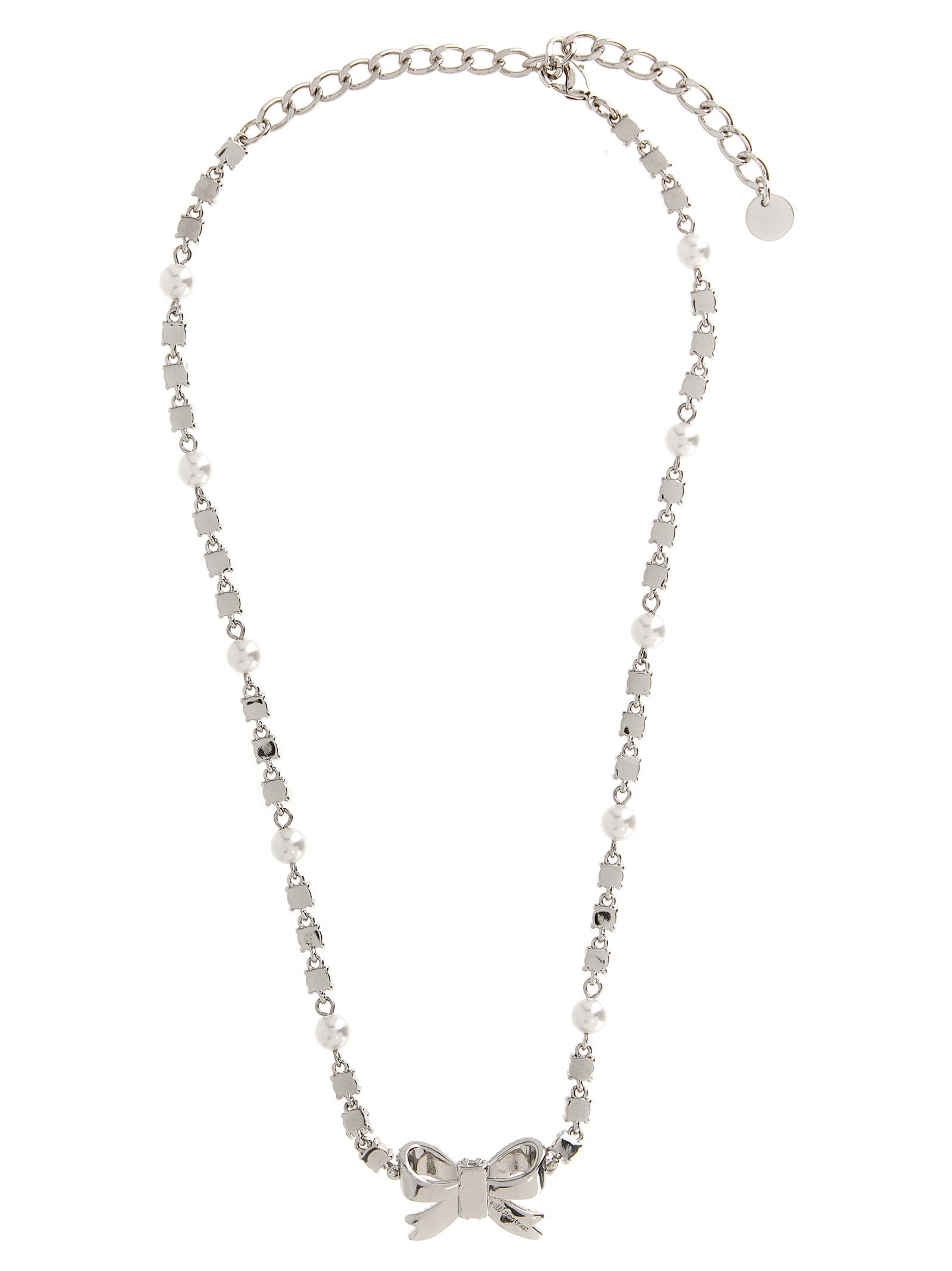 Self-Portrait Crystal Pearl Bow Necklace – 100% brass - view 2